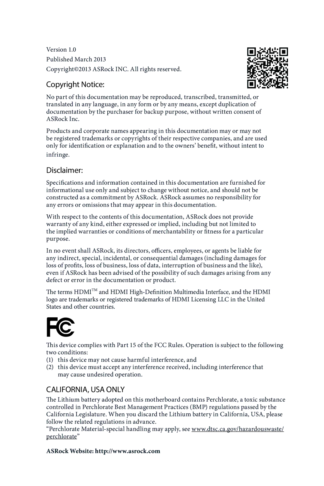 ASRock H87M manual Copyright Notice, Infringe 