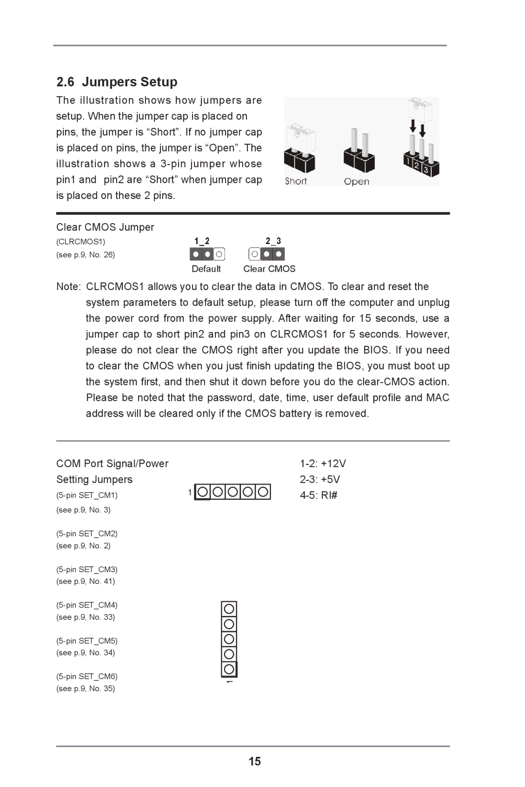 ASRock IMB-110 Series manual Jumpers Setup, Ri# 