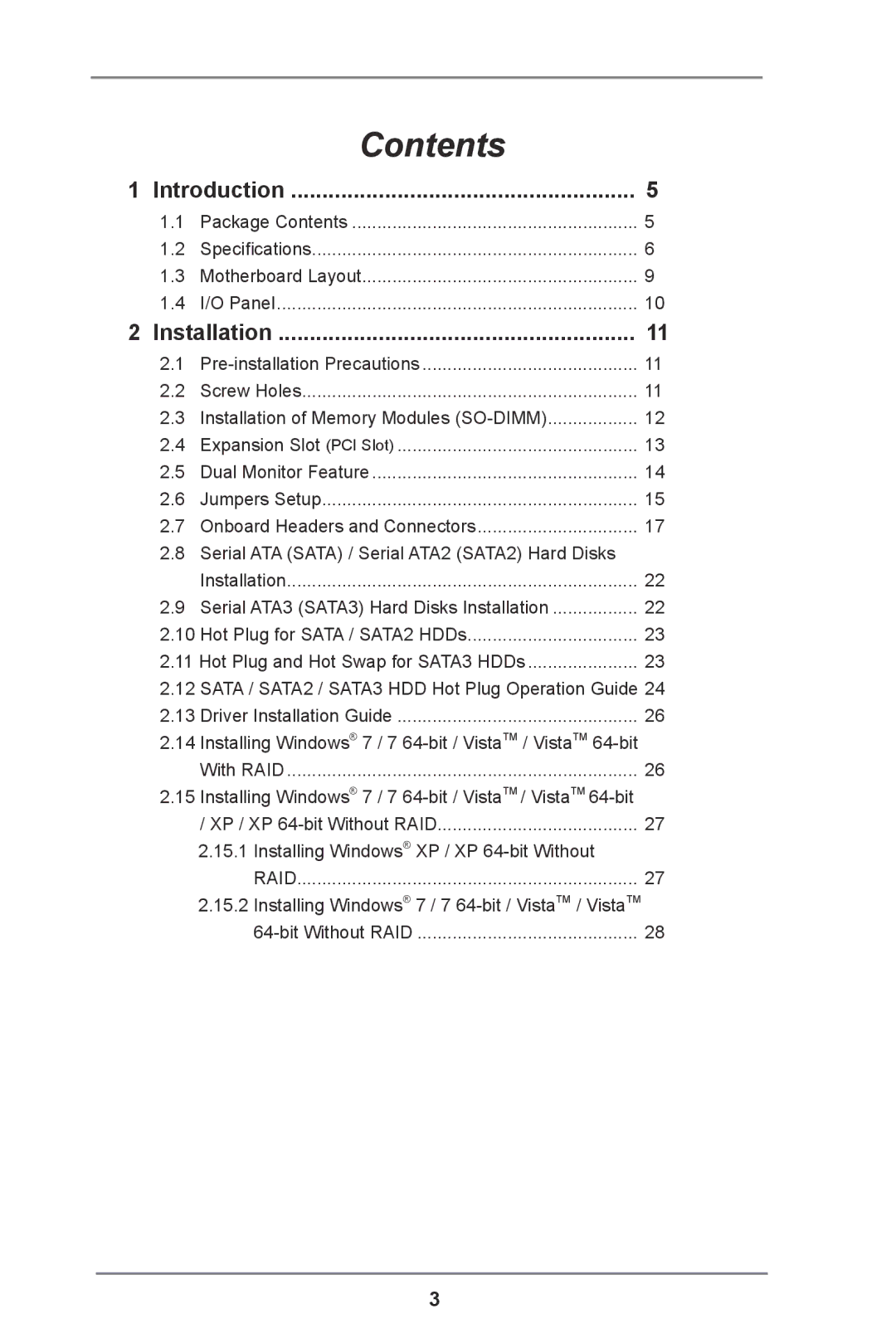 ASRock IMB-110 Series manual Contents 