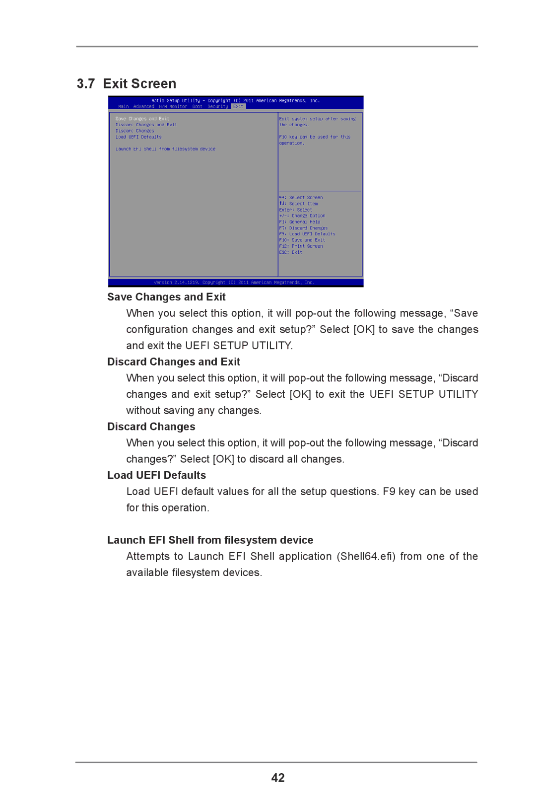 ASRock IMB-110 Series manual Exit Screen 