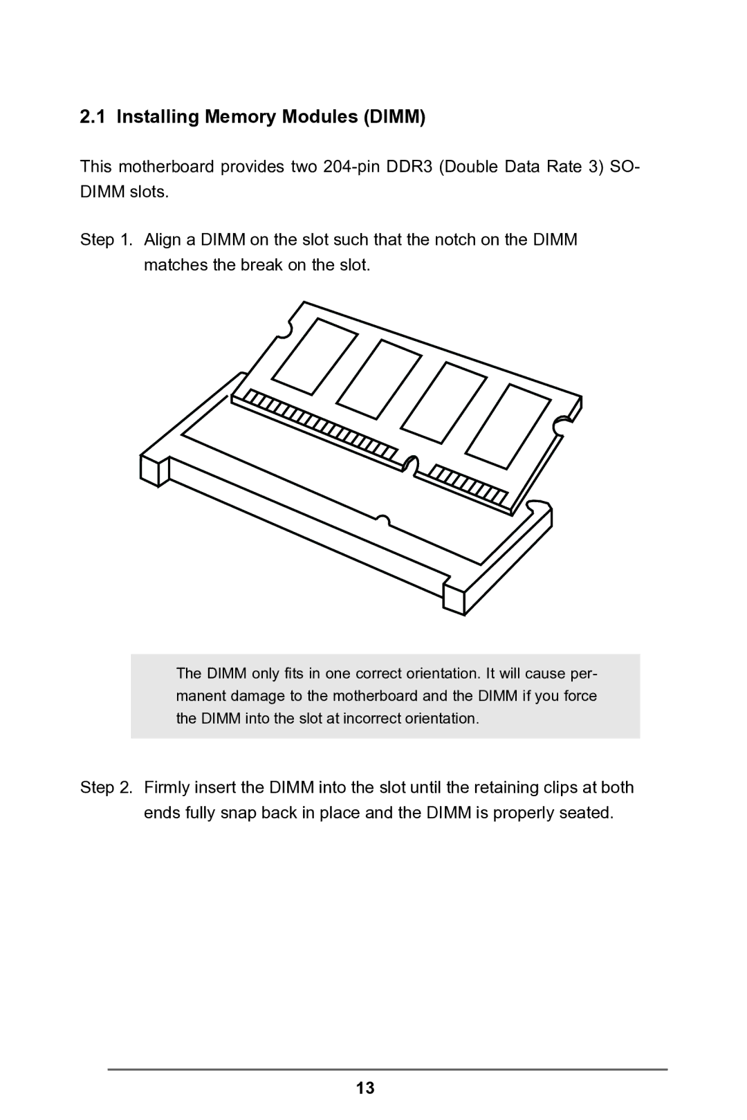 ASRock IMB-146 Series manual Installing Memory Modules Dimm 