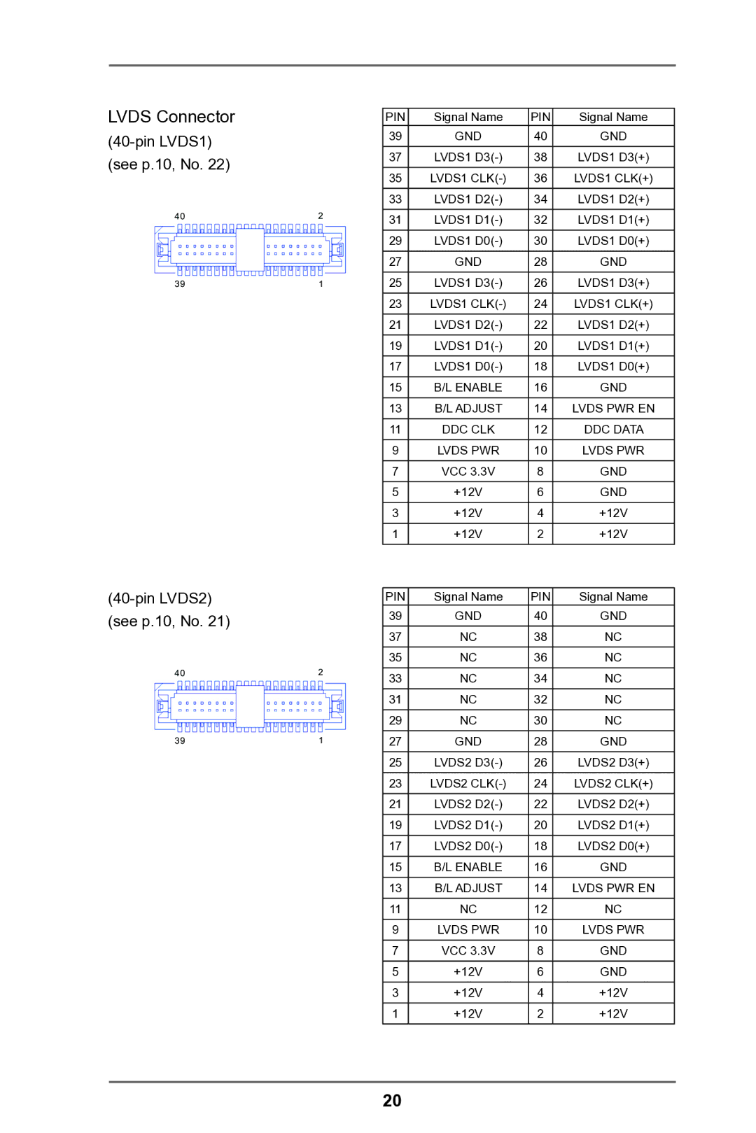 ASRock IMB-146 Series manual Lvds Connector 