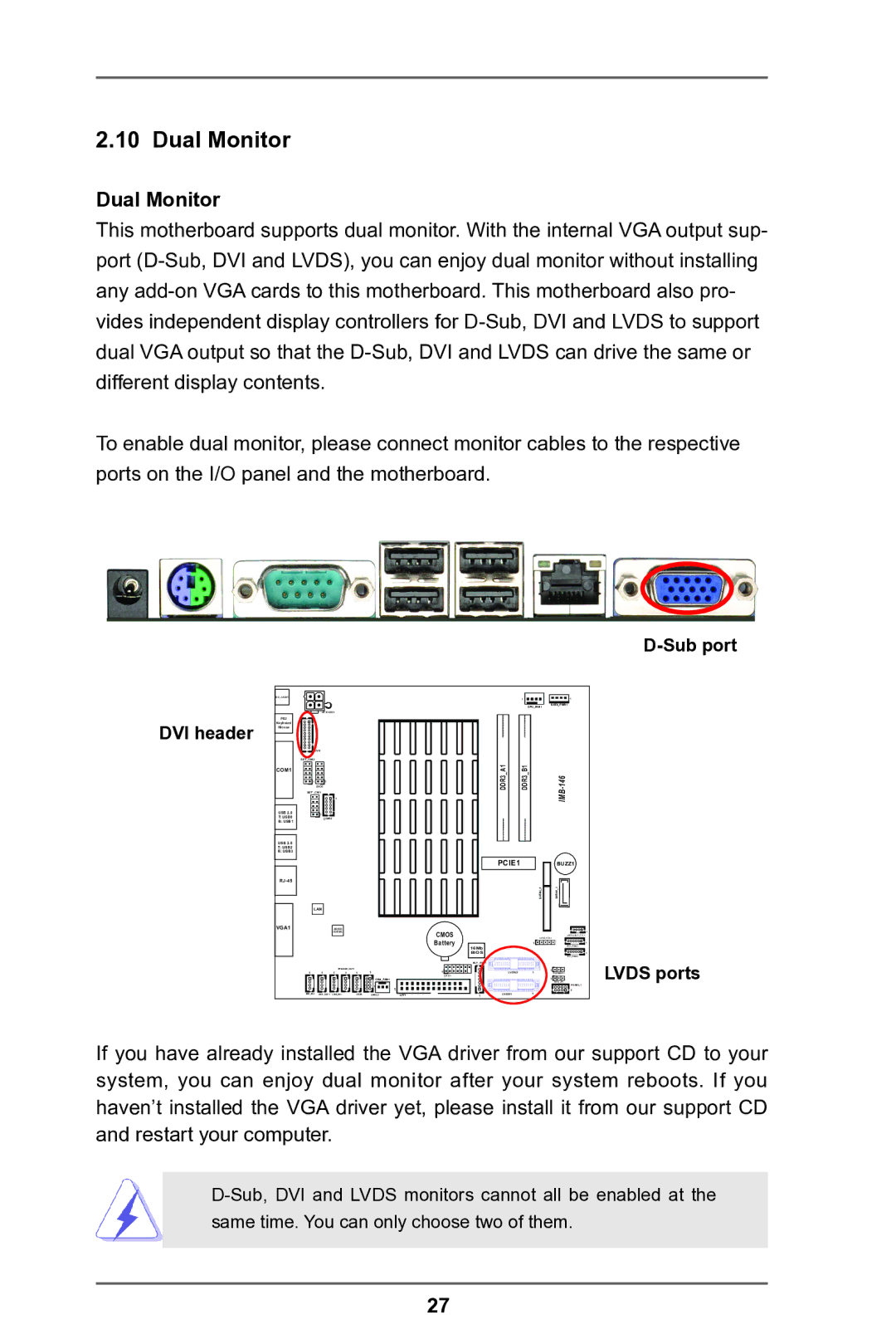 ASRock IMB-146 Series manual Dual Monitor 