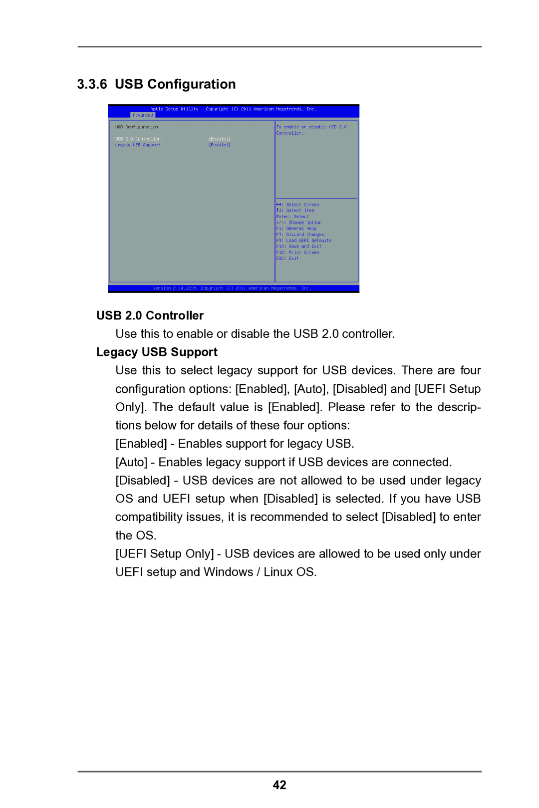 ASRock IMB-146 Series manual USB Configuration, USB 2.0 Controller, Legacy USB Support 