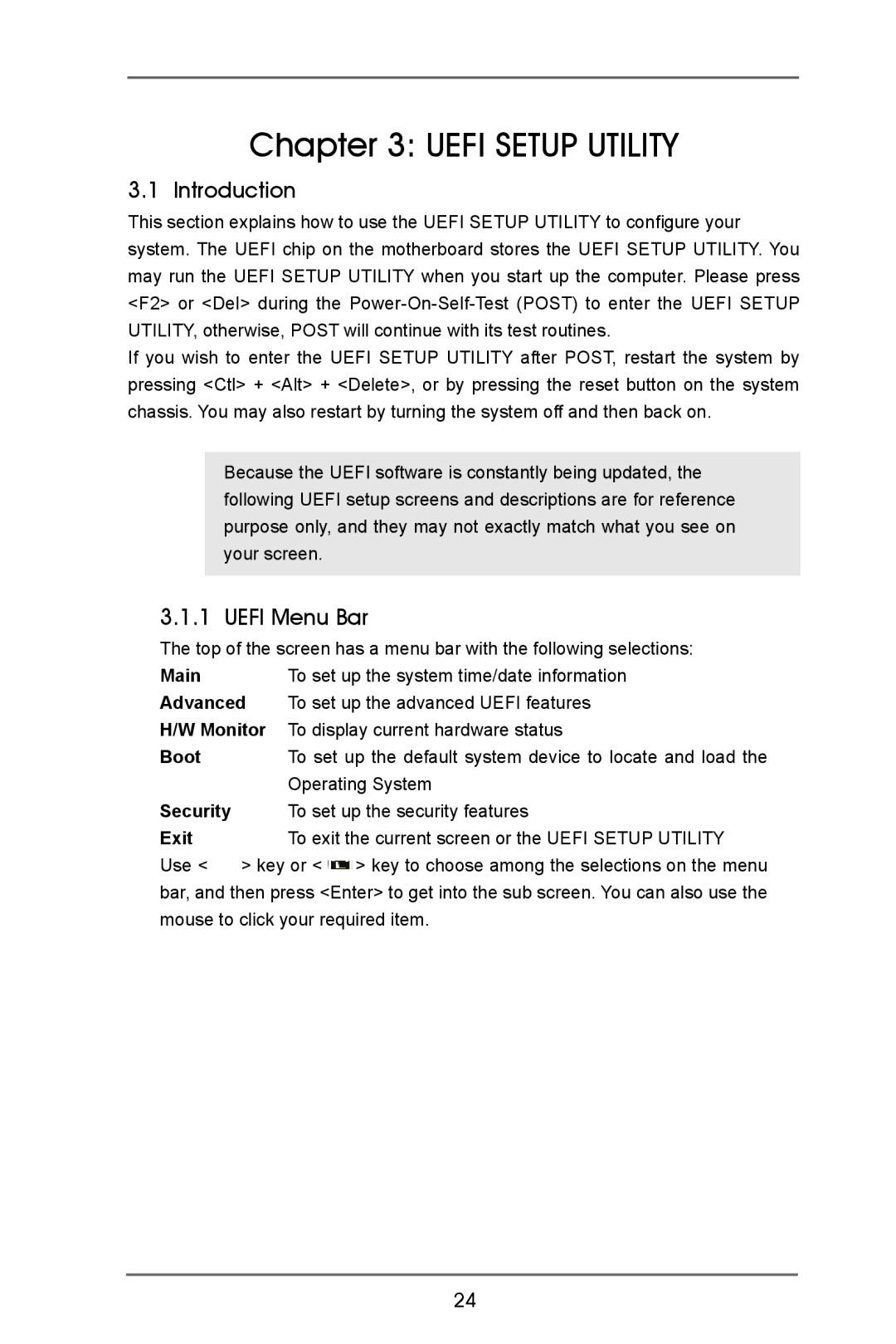 ASRock IMB-370-D manual Uefi Menu Bar 