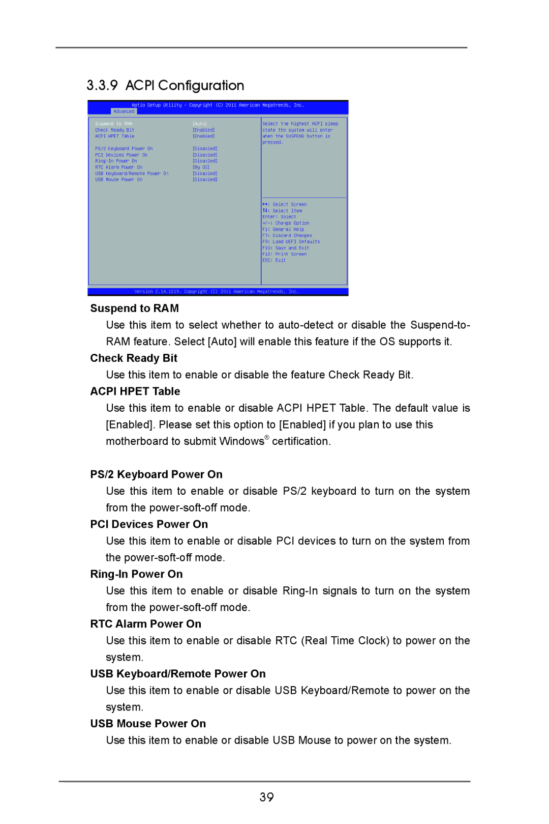 ASRock IMB-370-D manual Acpi Configuration 