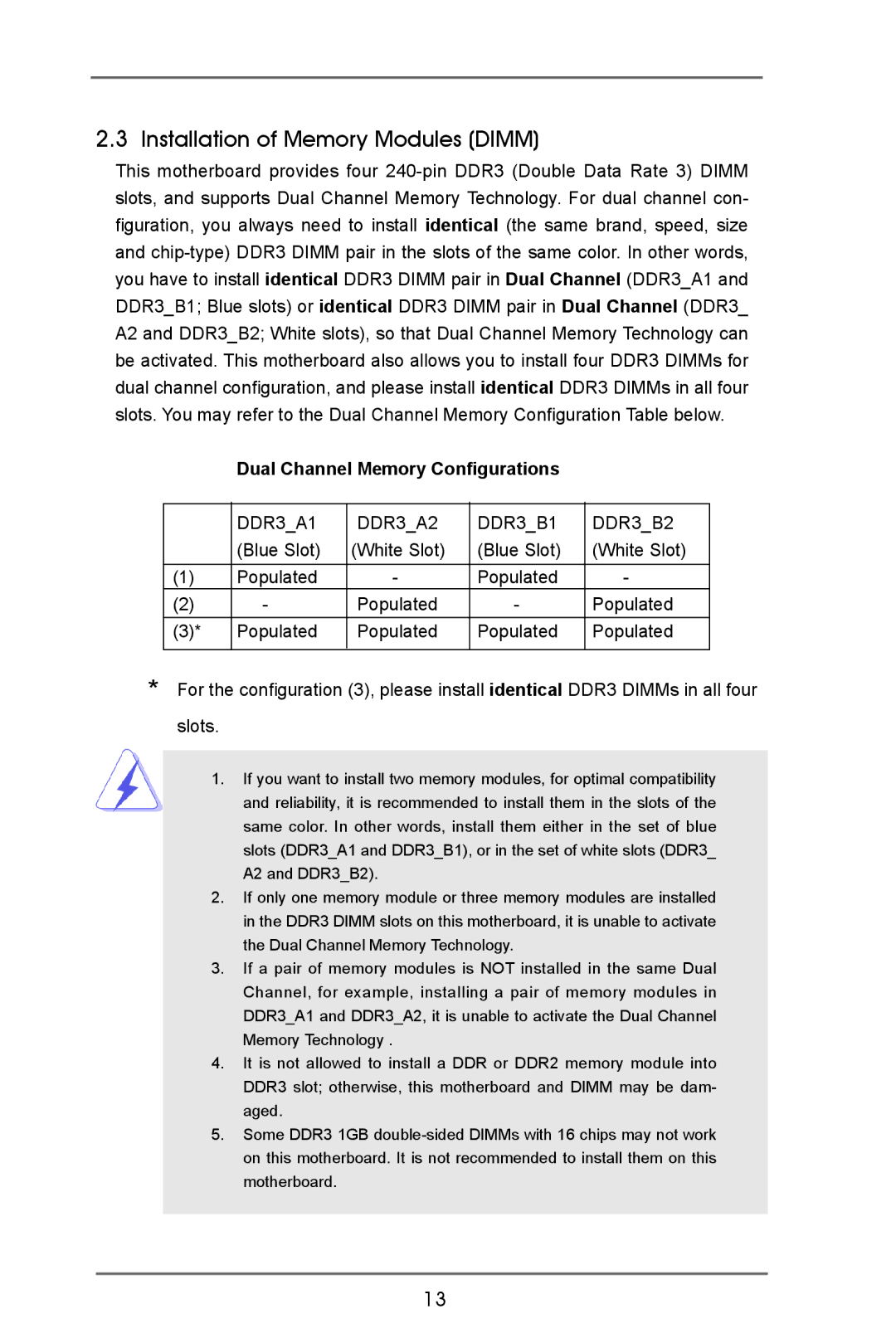 ASRock IMB-770 manual Installation of Memory Modules Dimm, Dual Channel Memory Configurations 