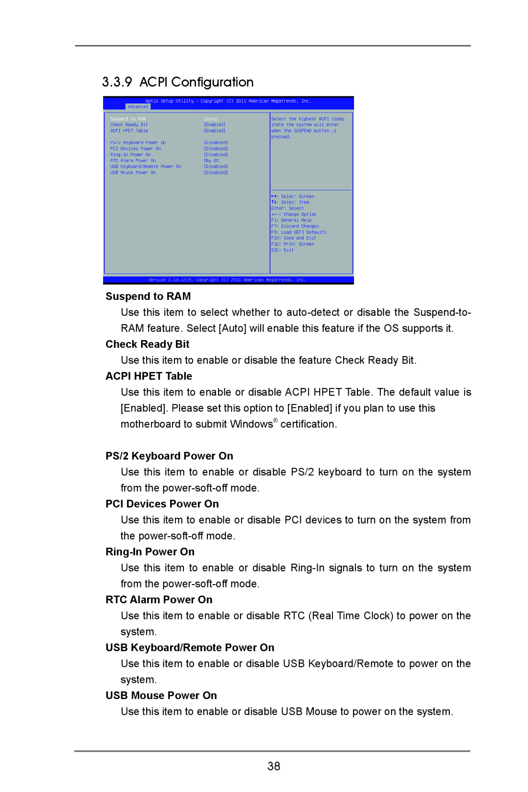 ASRock IMB-770 manual Acpi Configuration 