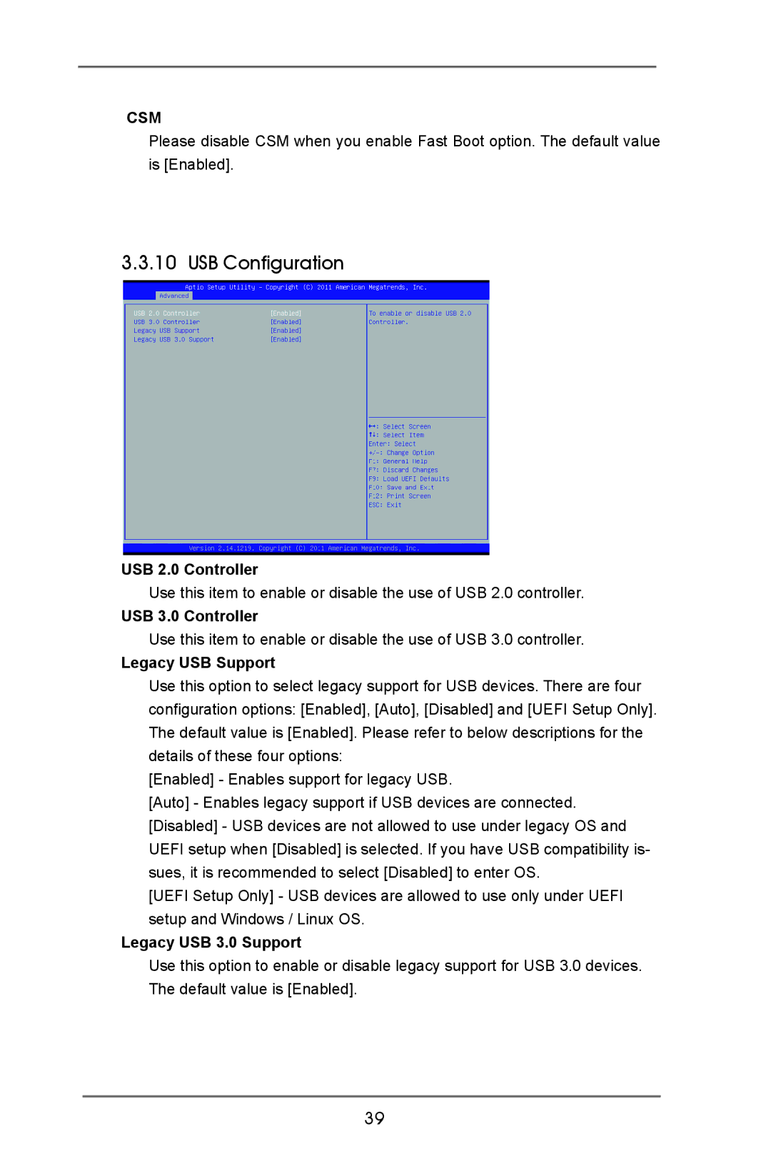 ASRock IMB-770 manual USB Configuration, USB 2.0 Controller, USB 3.0 Controller, Legacy USB Support, Legacy USB 3.0 Support 