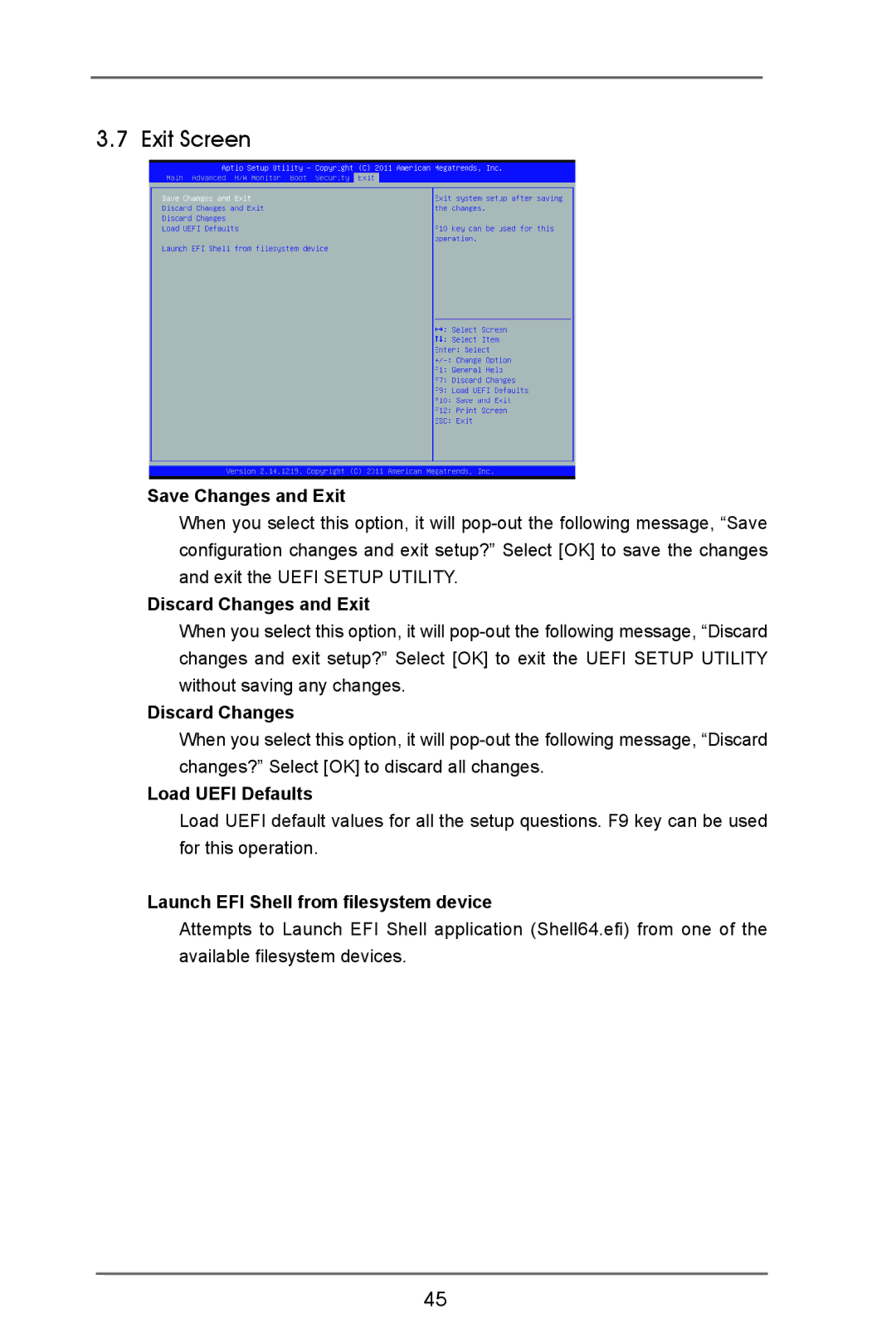 ASRock IMB-770 manual Exit Screen 