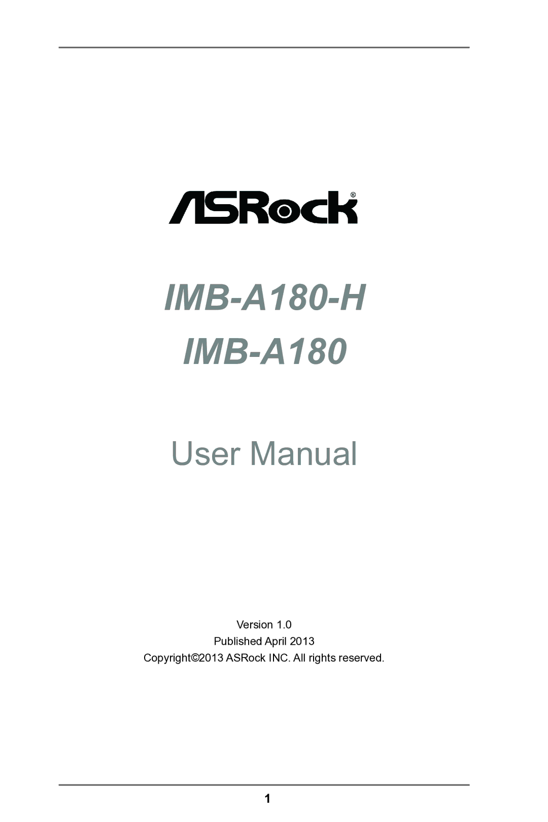 ASRock manual IMB-A180-H 