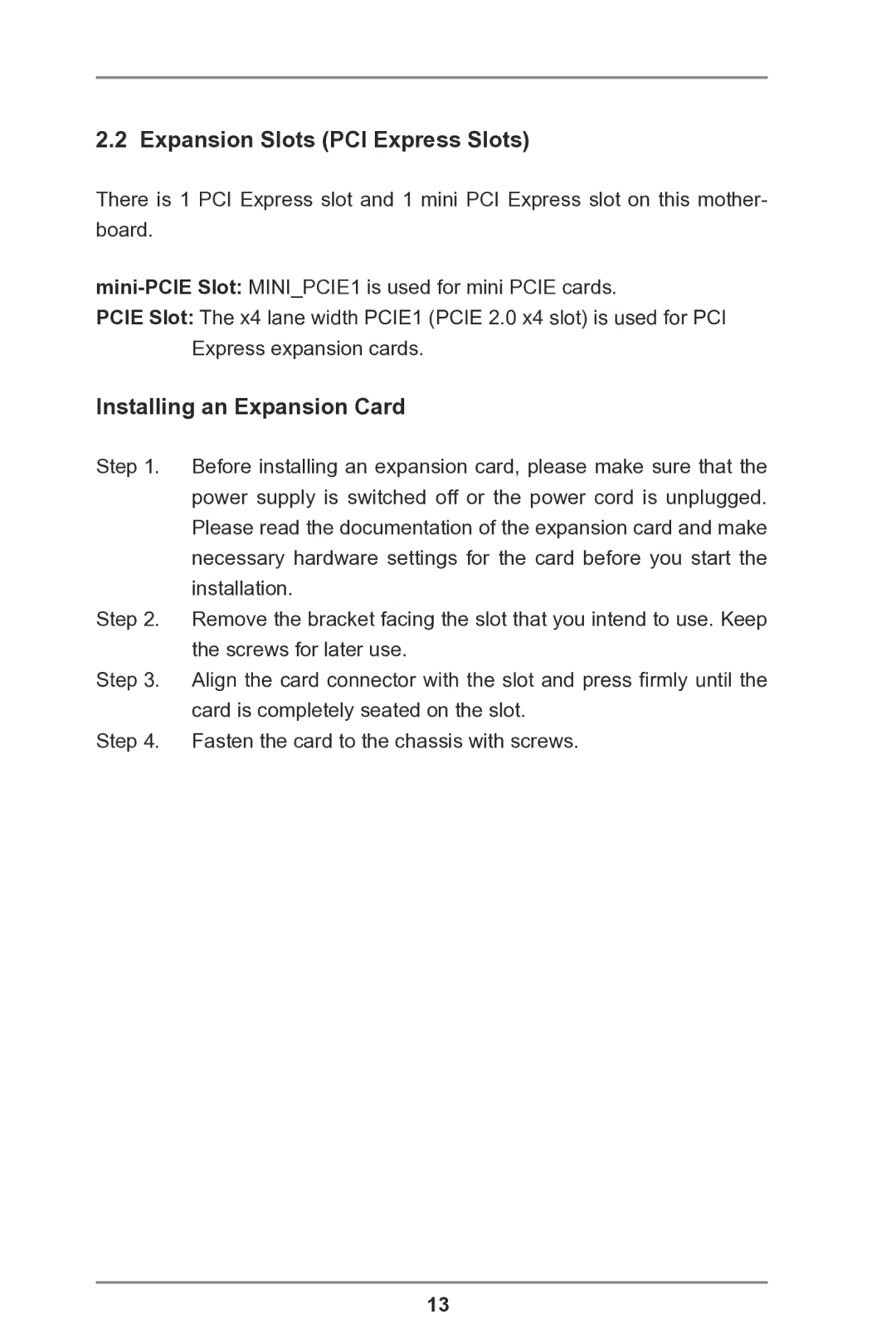 ASRock IMB-A180 manual Expansion Slots PCI Express Slots, Installing an Expansion Card 