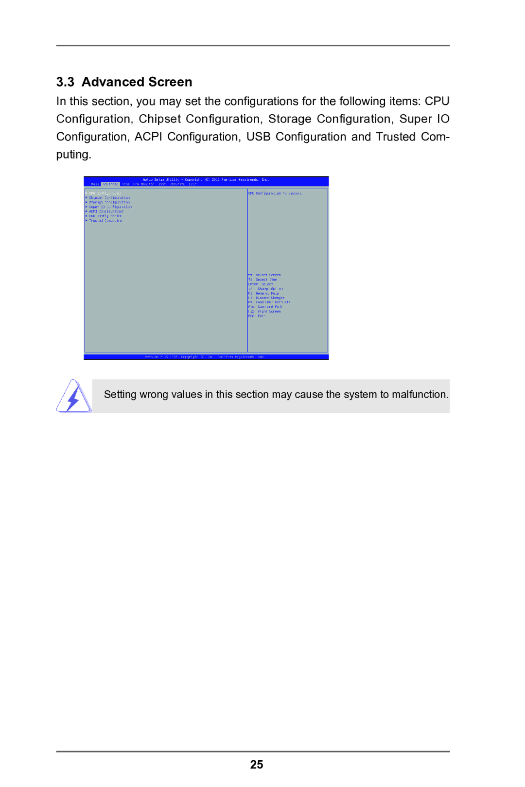 ASRock IMB-A180 manual Advanced Screen 