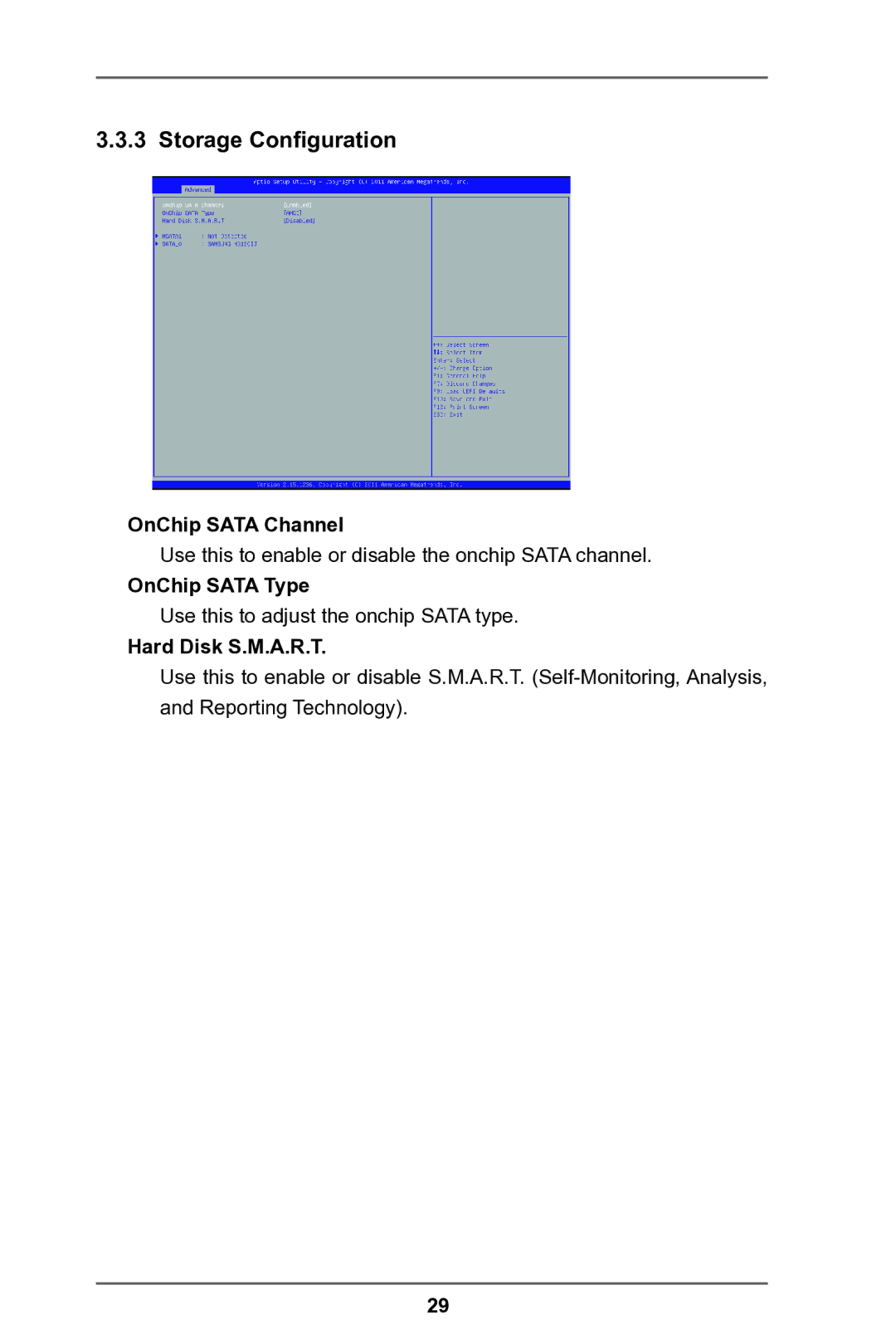 ASRock IMB-A180 manual Storage Configuration, OnChip Sata Channel, OnChip Sata Type, Hard Disk S.M.A.R.T 