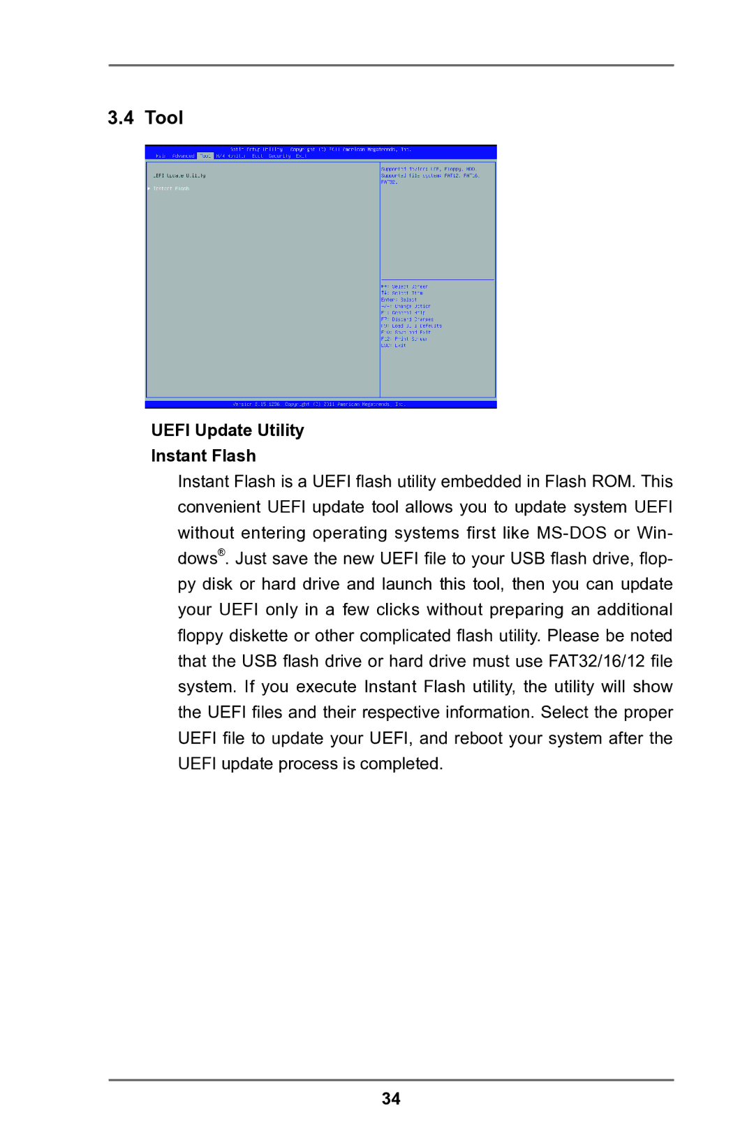 ASRock IMB-A180 manual Tool, Uefi Update Utility Instant Flash 