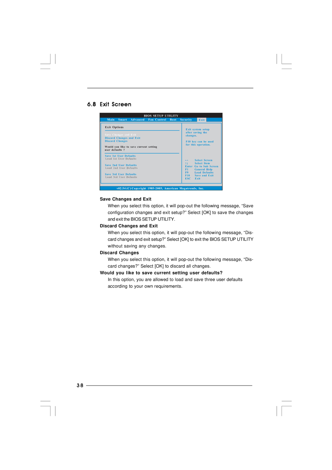 ASRock ION 330 manual Exit Screen, Discard Changes and Exit, Would you like to save current setting user defaults? 