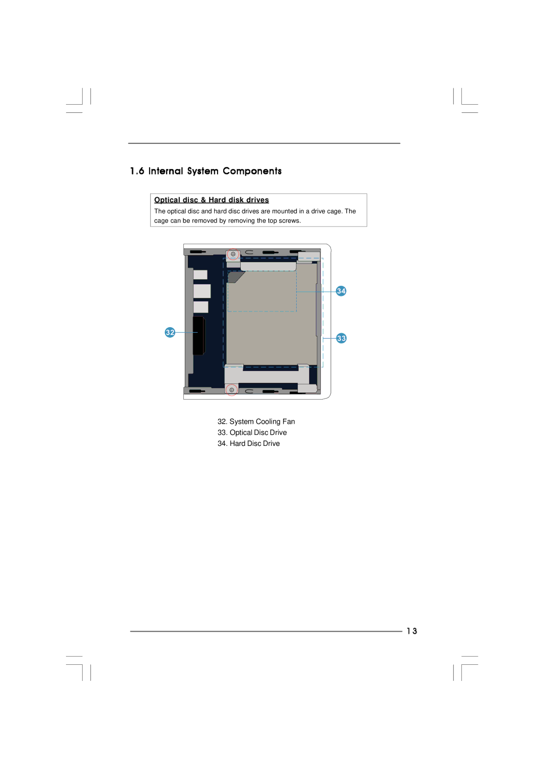 ASRock ION 330HT manual Internal System Components, Optical disc & Hard disk drives 