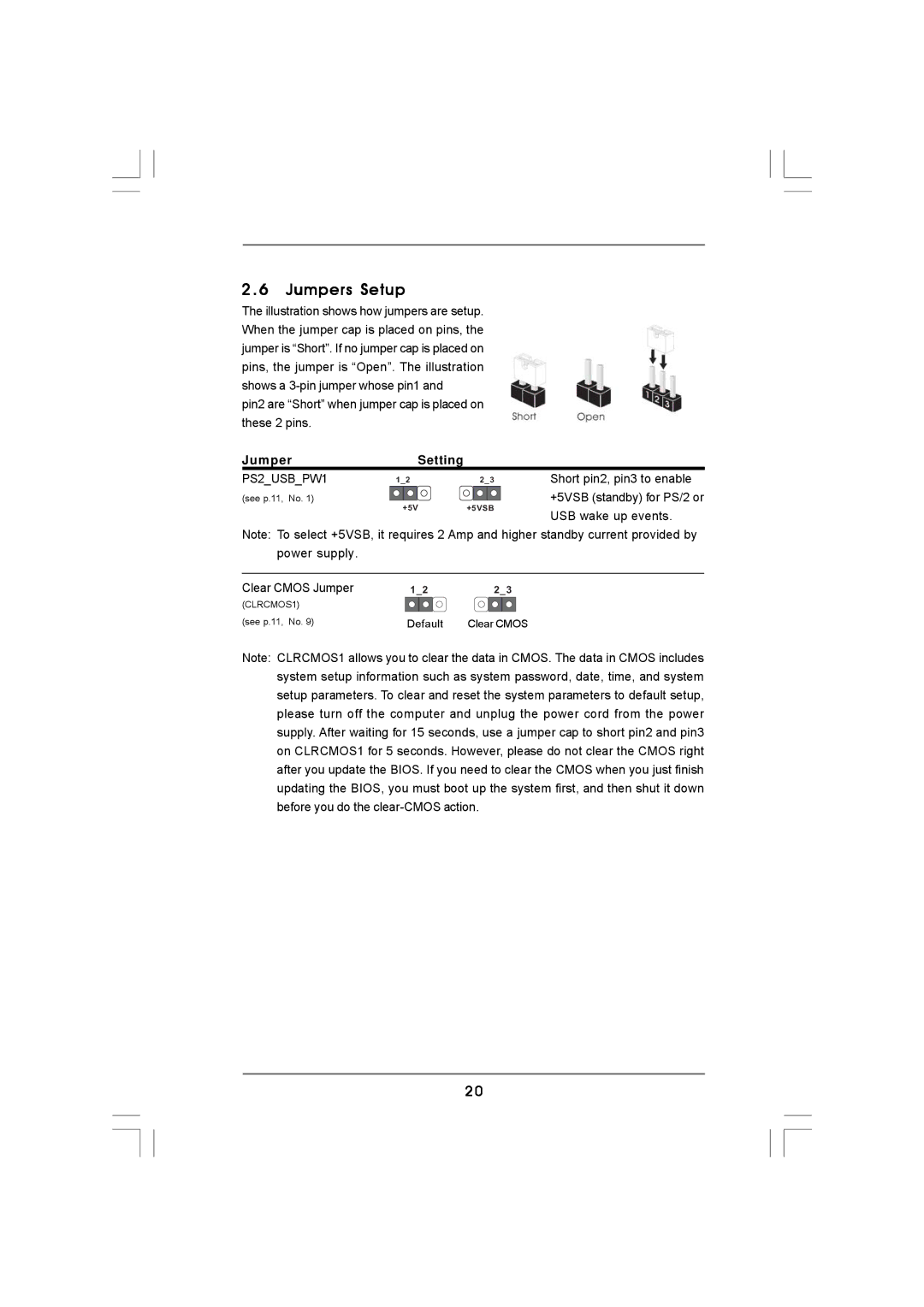 ASRock K10N78hSLI-GLAN manual Jumpers Setup, PS2USBPW1 