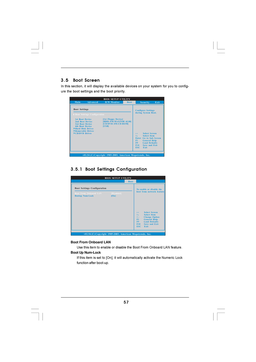 ASRock K10N78hSLI-GLAN manual Boot Screen, Boot Settings Configuration, Boot From Onboard LAN, Boot Up Num-Lock 