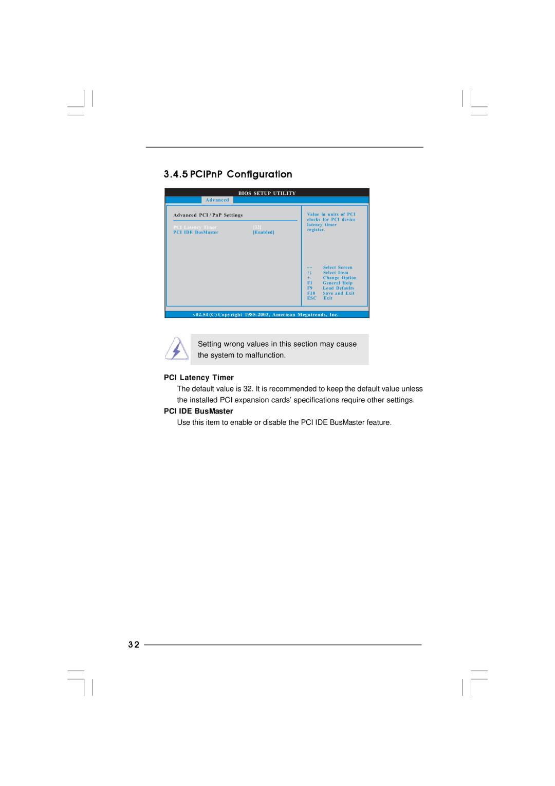 ASRock K7S41GX2 manual PCIPnP Configuration, PCI Latency Timer, PCI IDE BusMaster 