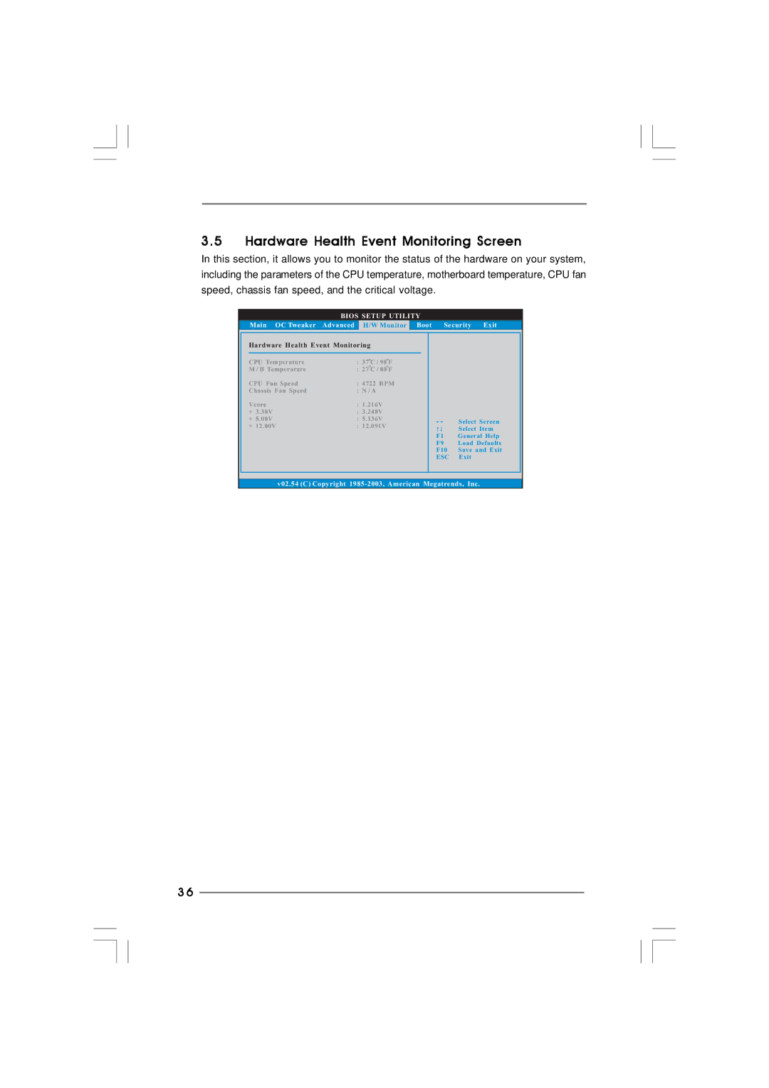 ASRock K7S41GX2 manual Hardware Health Event Monitoring Screen, Main OC Tweaker Advanced, Boot Security Exit 