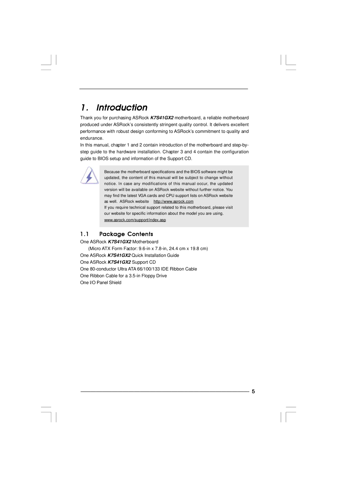 ASRock K7S41GX2 manual Introduction, Package Contents 