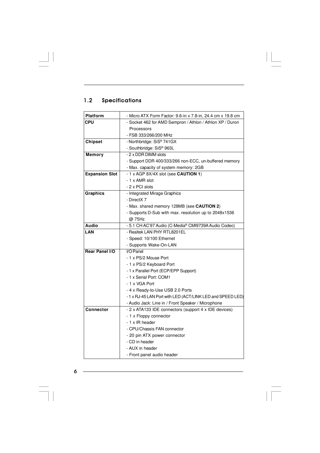 ASRock K7S41GX2 manual Specifications 