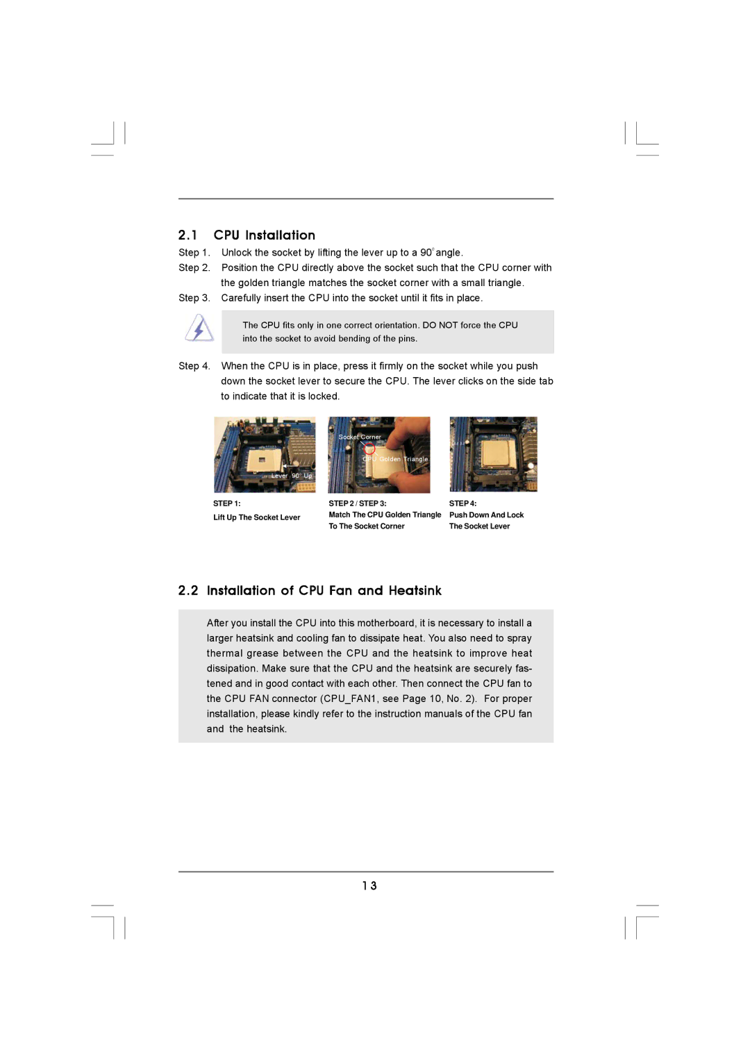 ASRock K8NF6G-VSTA manual CPU Installation, Installation of CPU Fan and Heatsink 