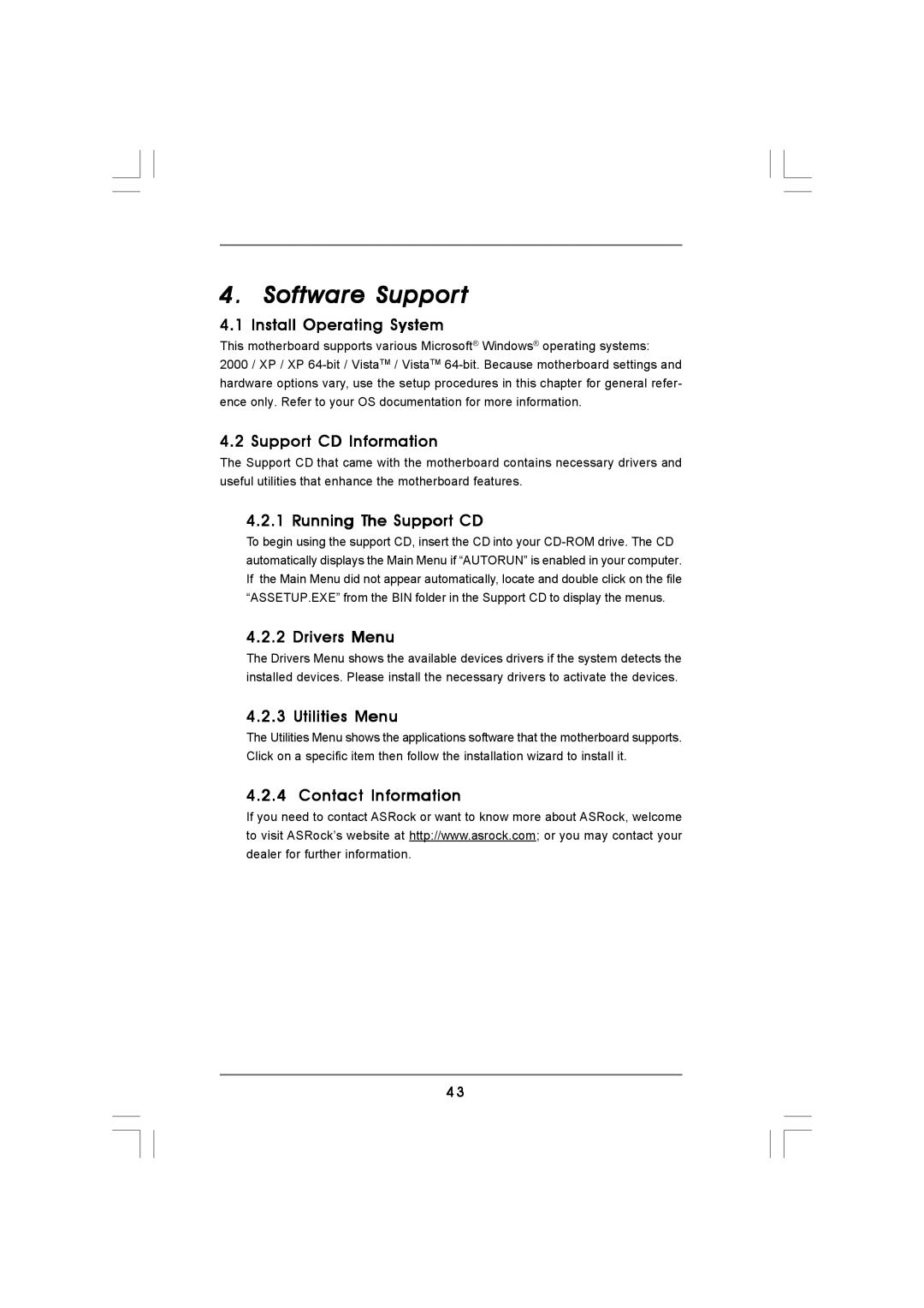 ASRock K8NF6G-VSTA Install Operating System, Support CD Information, Running The Support CD, Drivers Menu, Utilities Menu 