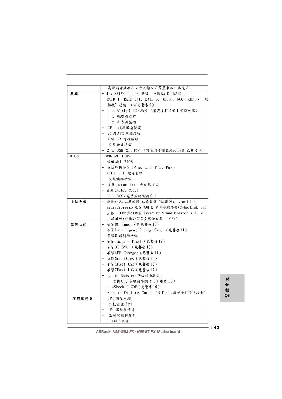 ASRock N68-GS3 FX manual 143 