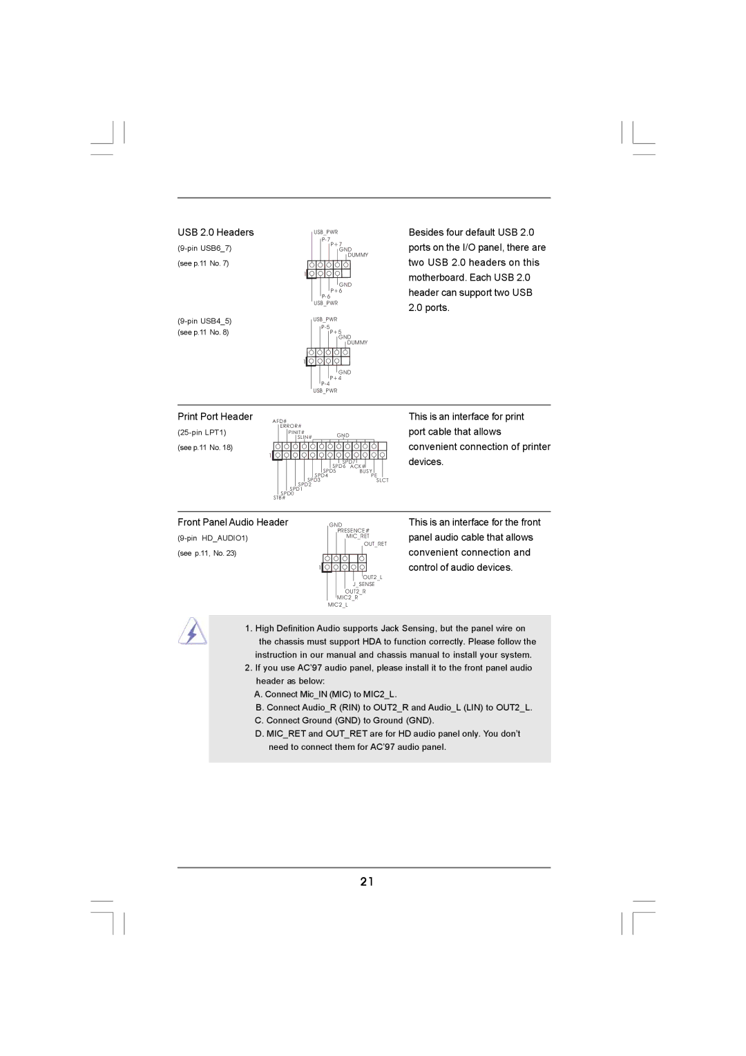 ASRock N68-VS3 FX manual USB 2.0 Headers 