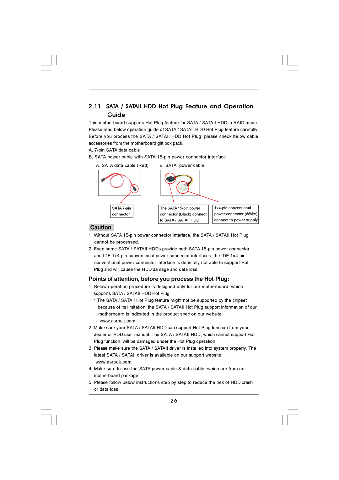 ASRock N68-VS3 FX manual Sata / Sataii HDD Hot Plug Feature and Operation Guide 