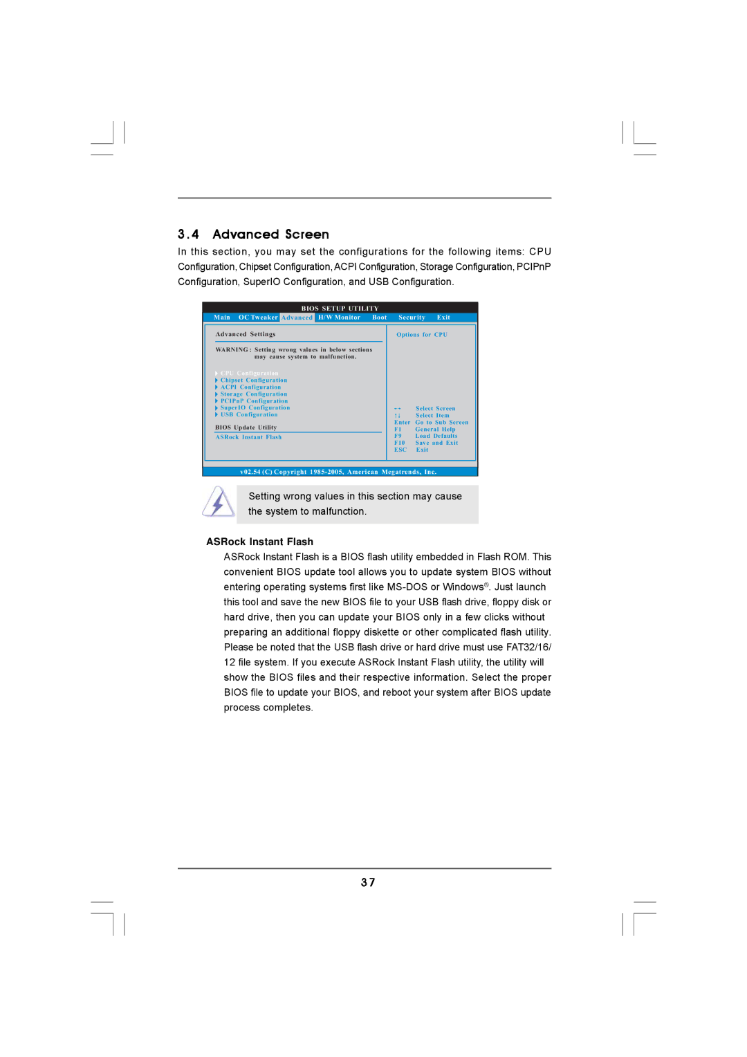 ASRock N68-VS3 FX manual Advanced Screen, ASRock Instant Flash, CPU Configuration 