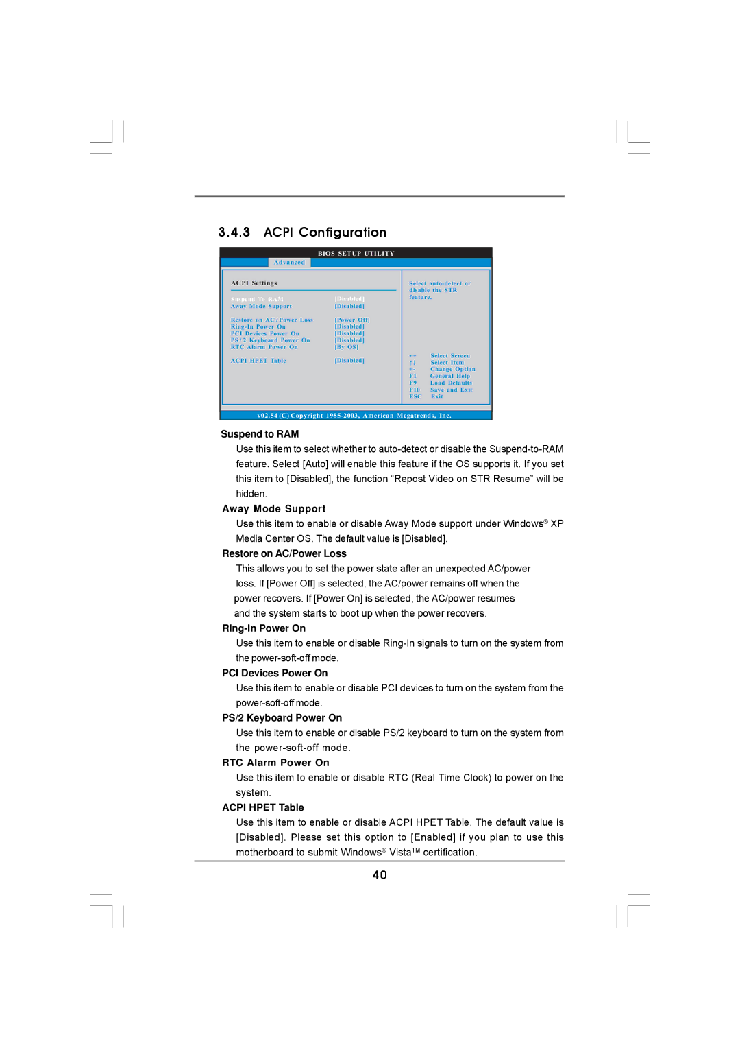 ASRock N68-VS3 FX manual Acpi Configuration 