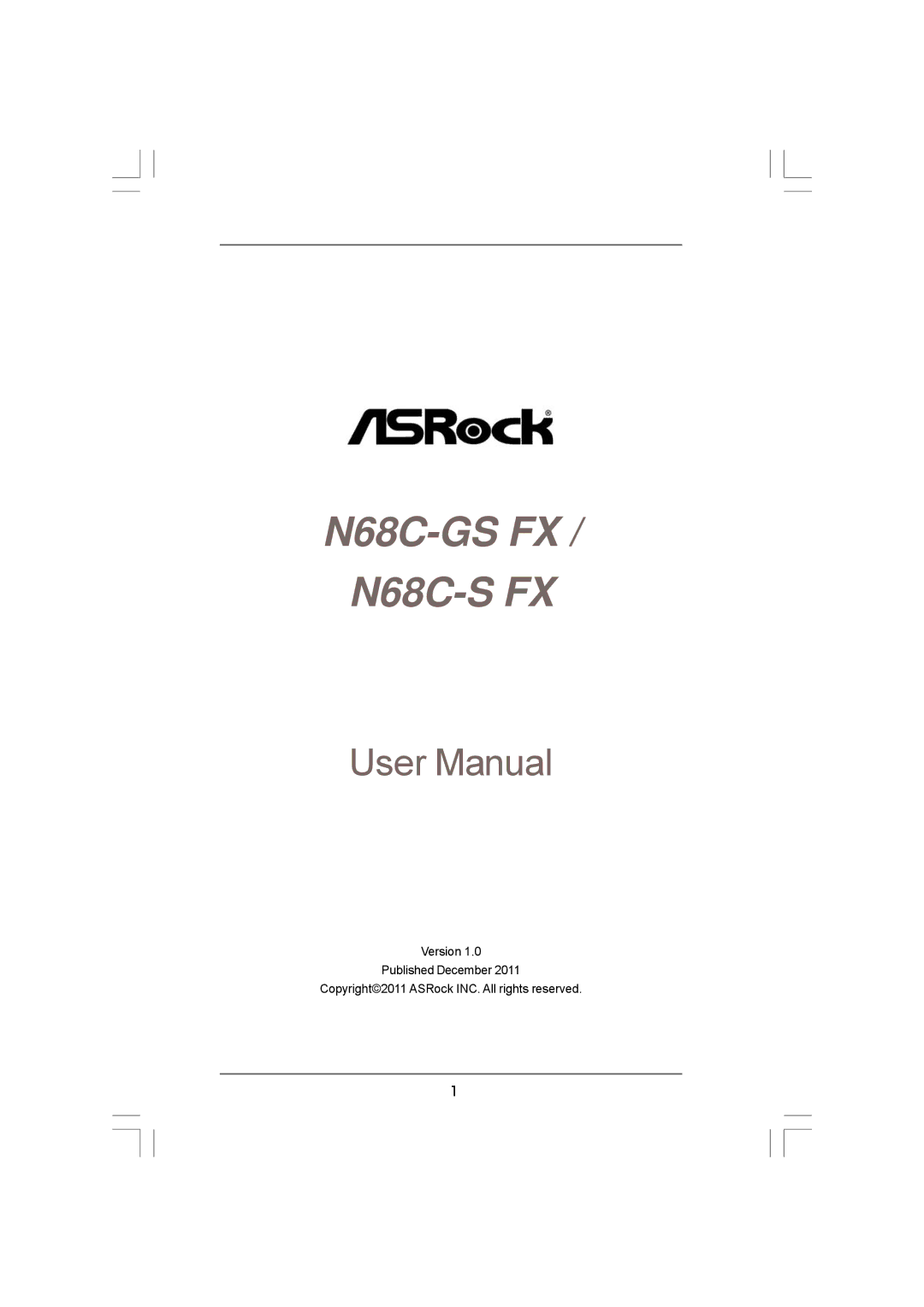 ASRock N68C-GS FX manual N68C-S FX 