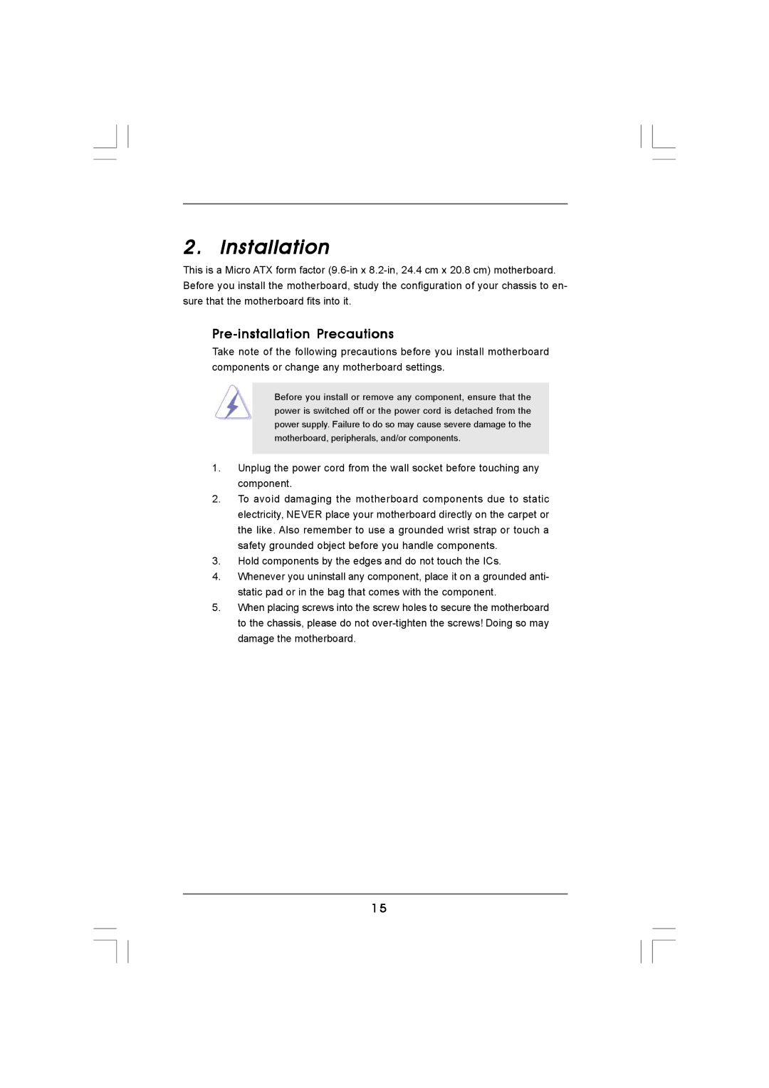 ASRock N68C-GS FX manual Installation, Pre-installation Precautions 