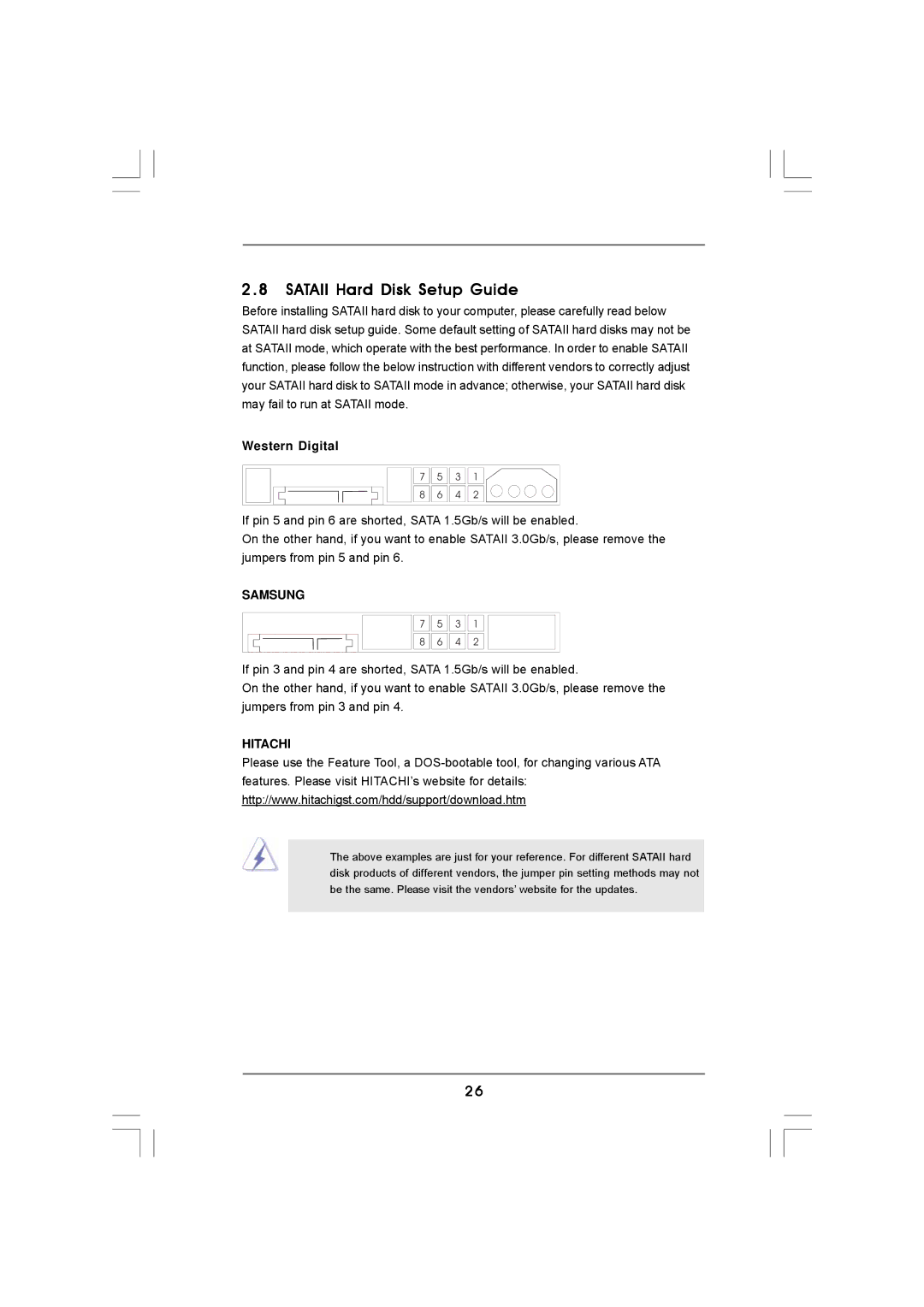 ASRock N68C-GS FX manual Sataii Hard Disk Setup Guide, Western Digital, Samsung, Hitachi 