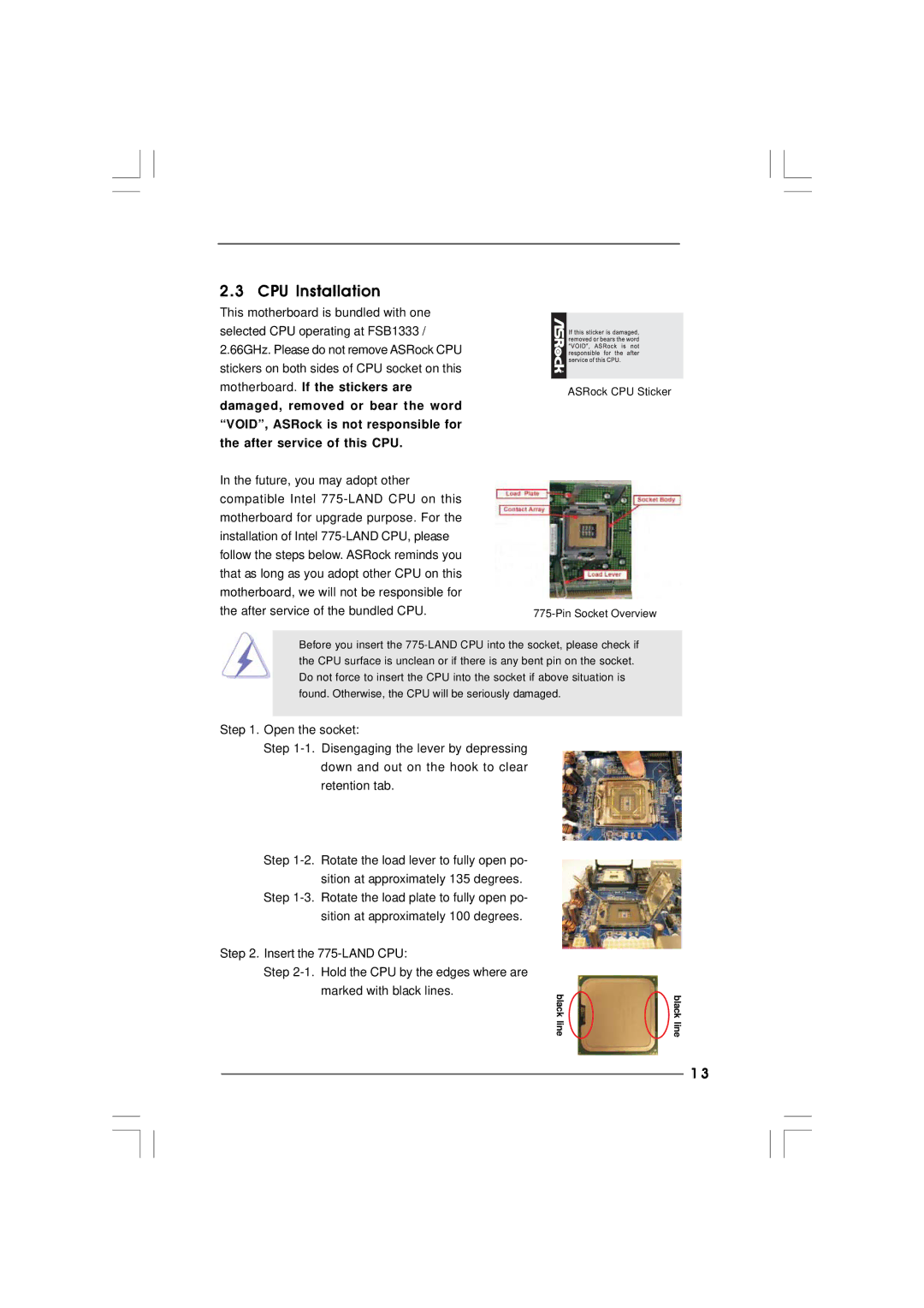 ASRock p4fsb1333-650 manual CPU Installation 