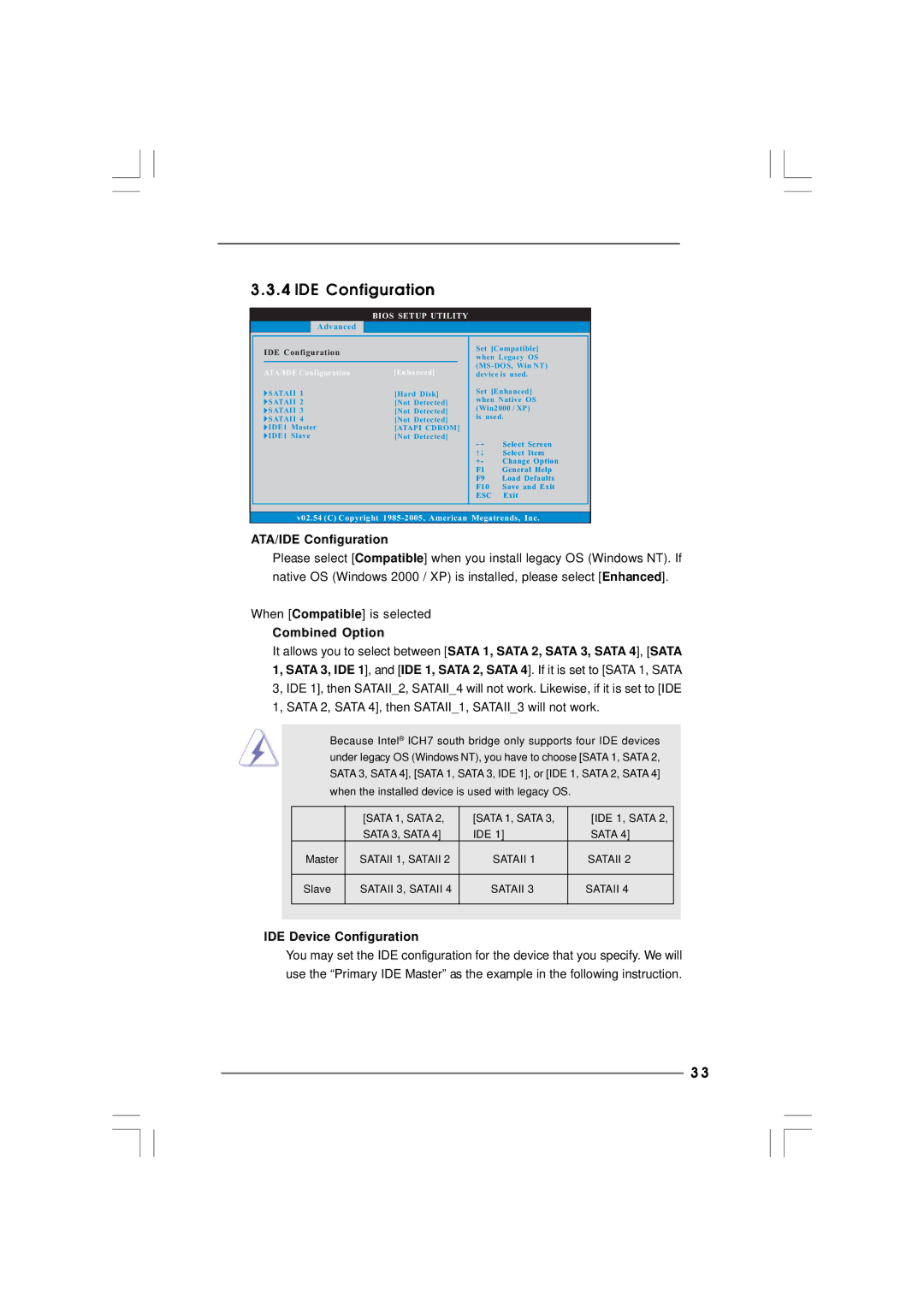 ASRock p4fsb1333-650 manual Combined Option, IDE Device Configuration, ATA/IDE Configuration Enhanced 