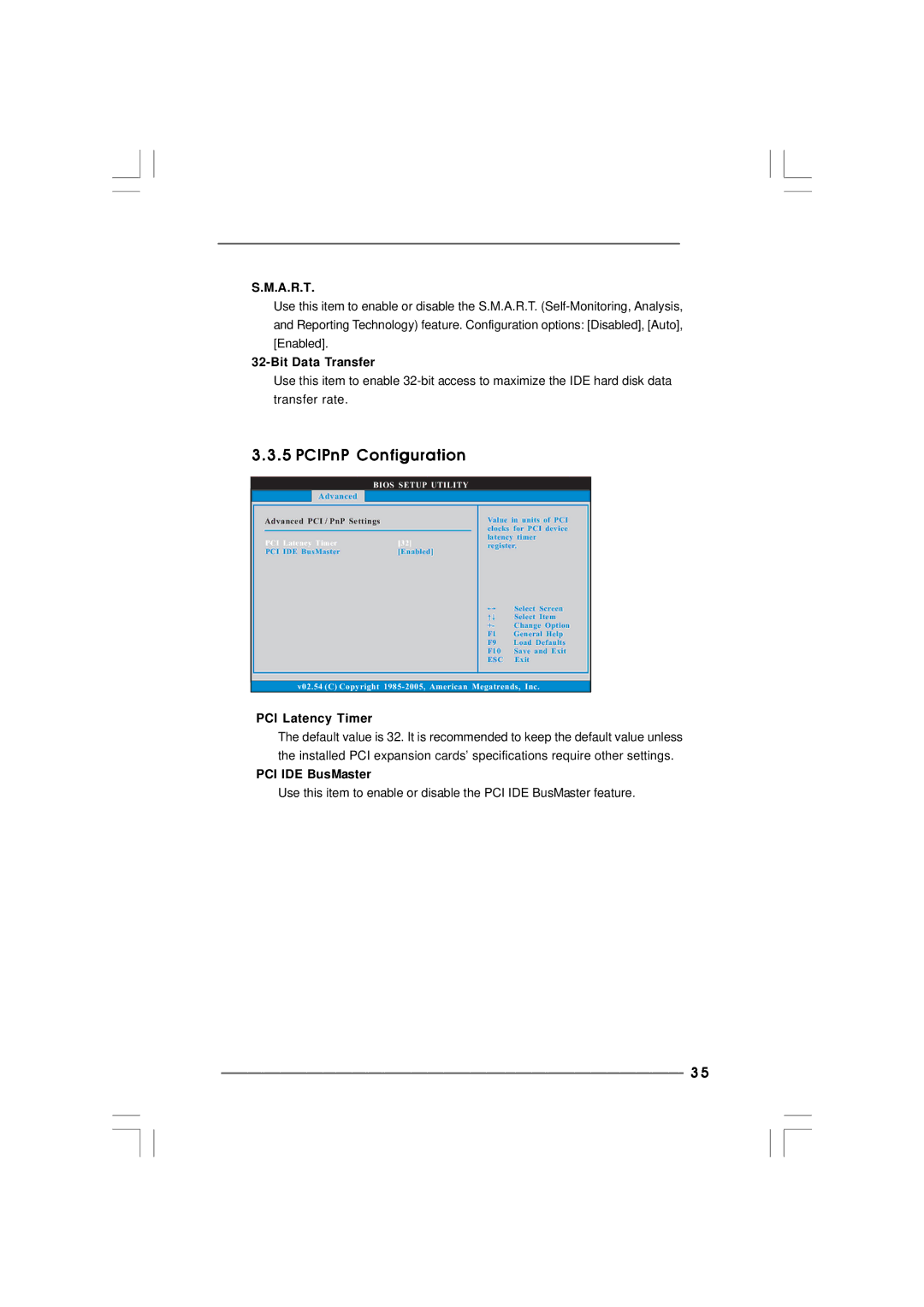 ASRock p4fsb1333-650 manual PCIPnP Configuration, A.R.T, Bit Data Transfer, PCI Latency Timer, PCI IDE BusMaster 