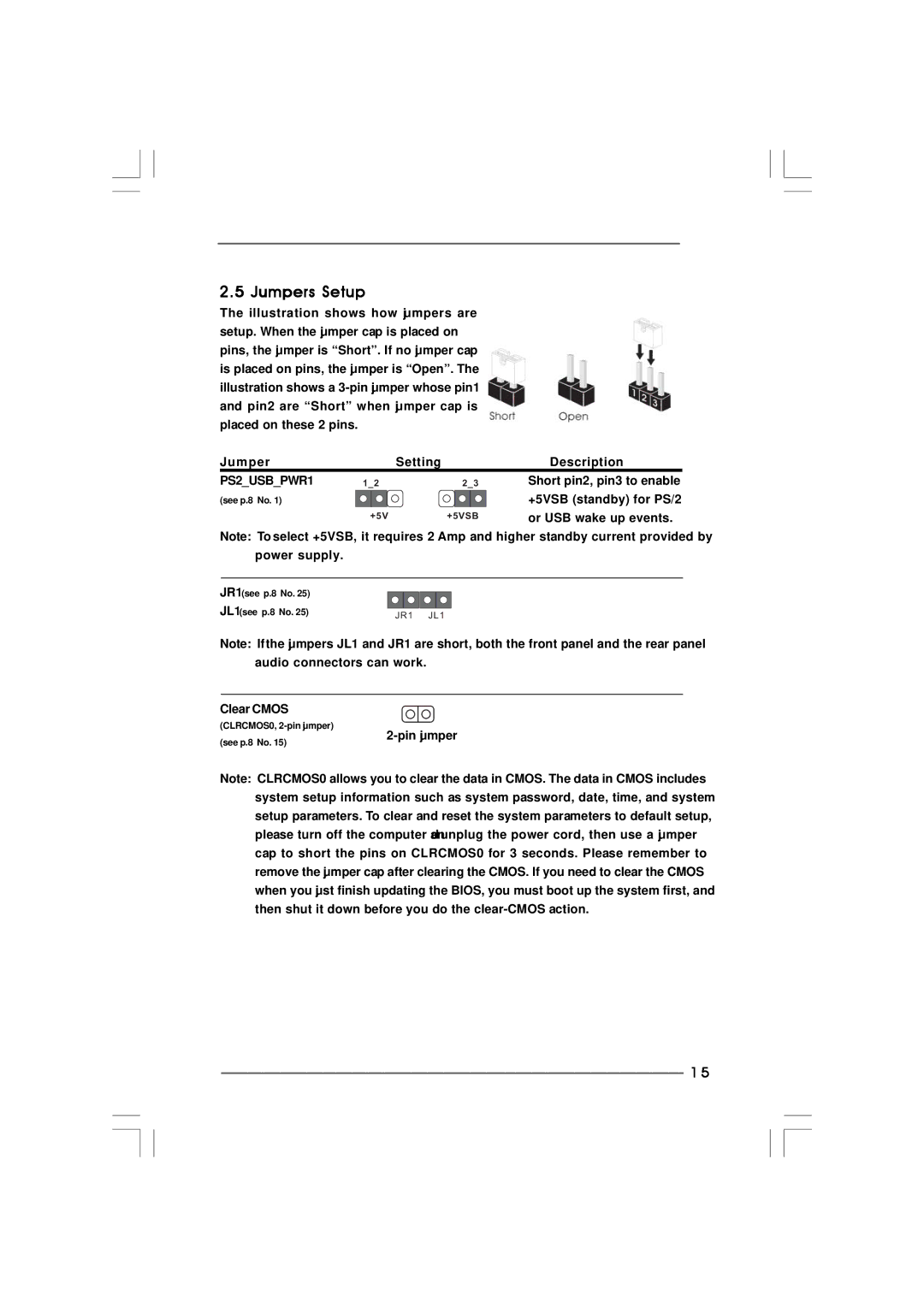 ASRock p4i65pe manual Jumpers Setup, PS2USBPWR1 