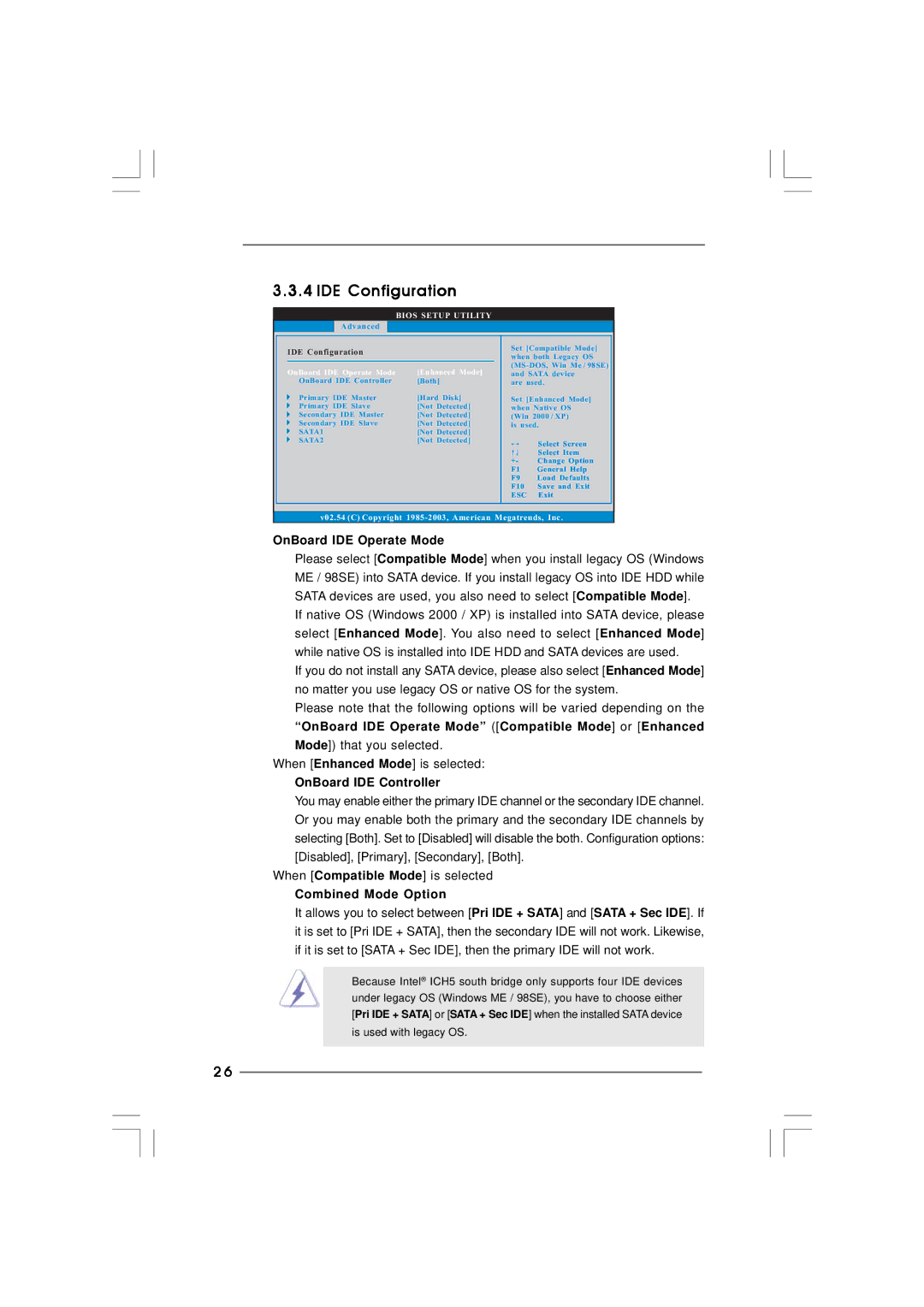 ASRock p4i65pe manual IDE Configuration, OnBoard IDE Operate Mode, OnBoard IDE Controller, Combined Mode Option 