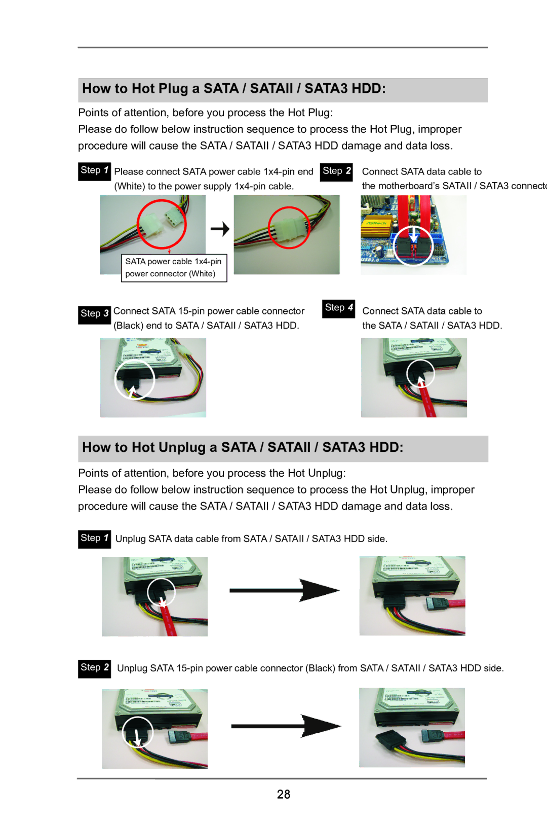 ASRock P65iCafe manual How to Hot Plug a Sata / Sataii / SATA3 HDD 