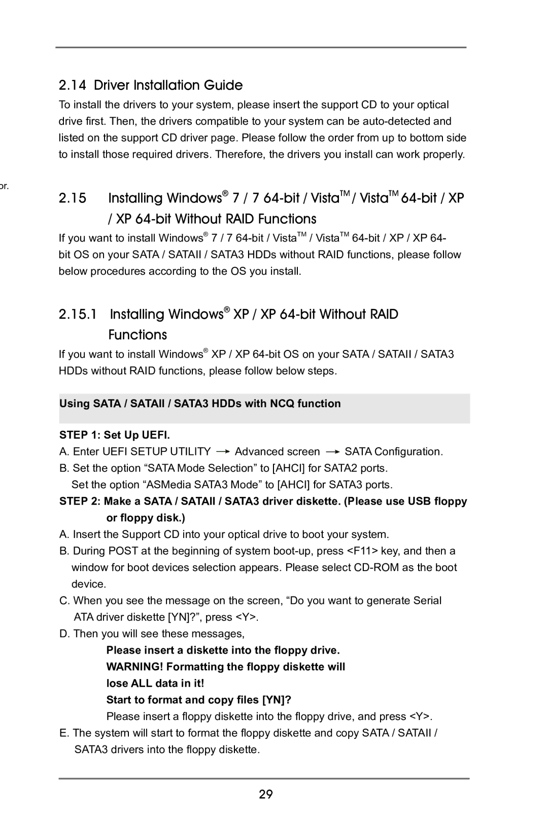 ASRock P65iCafe manual Driver Installation Guide, Installing Windows XP / XP 64-bit Without RAID Functions 