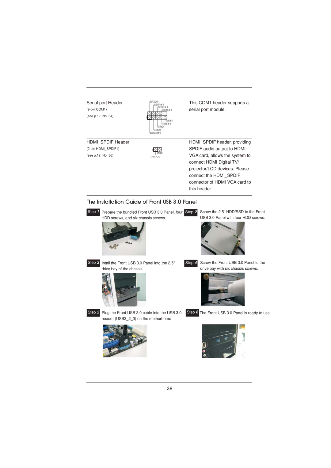 ASRock P67 Extreme4 Gen3 manual Installation Guide of Front USB 3.0 Panel, Serial port Header, Serial port module 