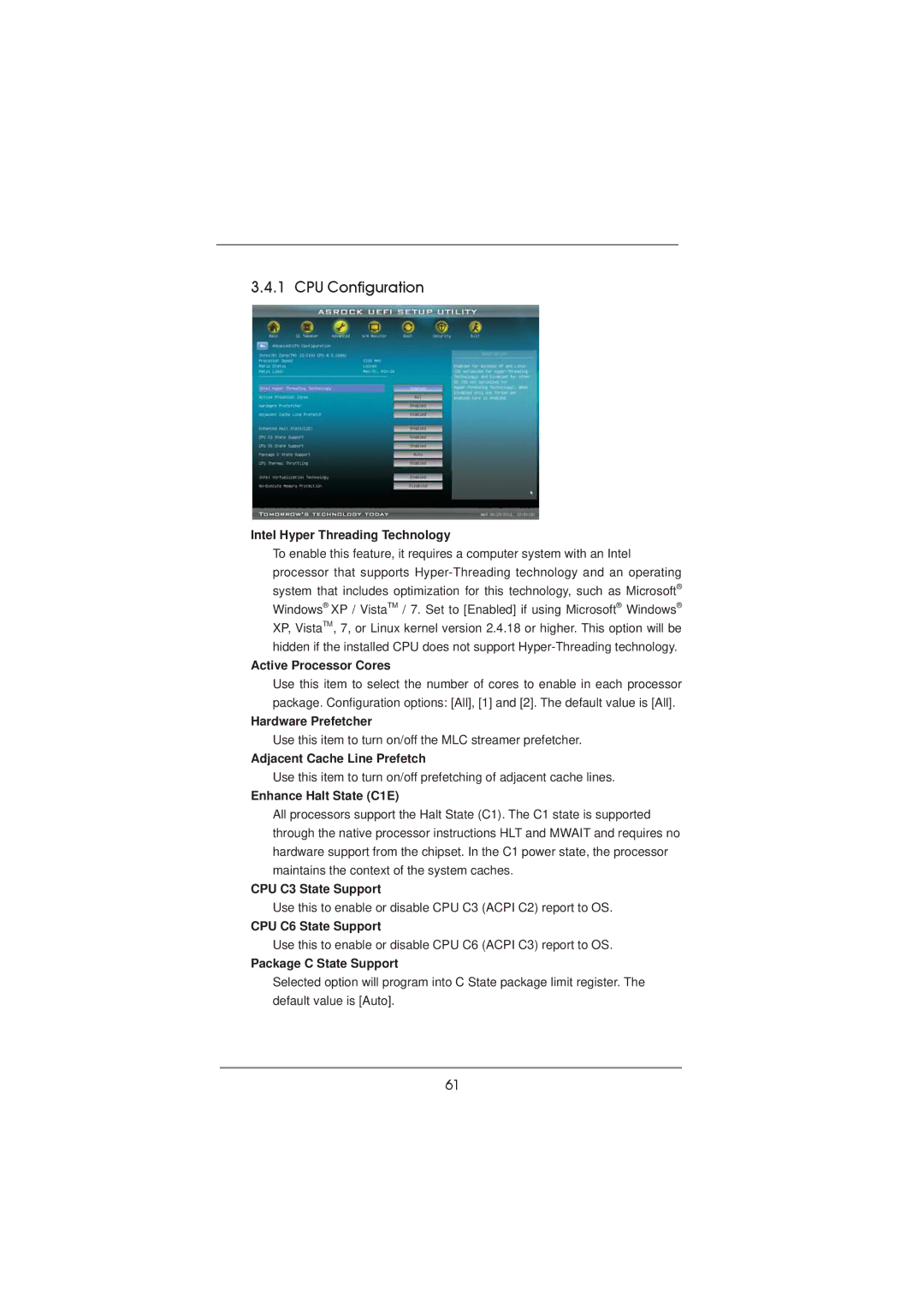 ASRock P67 Extreme4 Gen3 manual CPU Configuration 