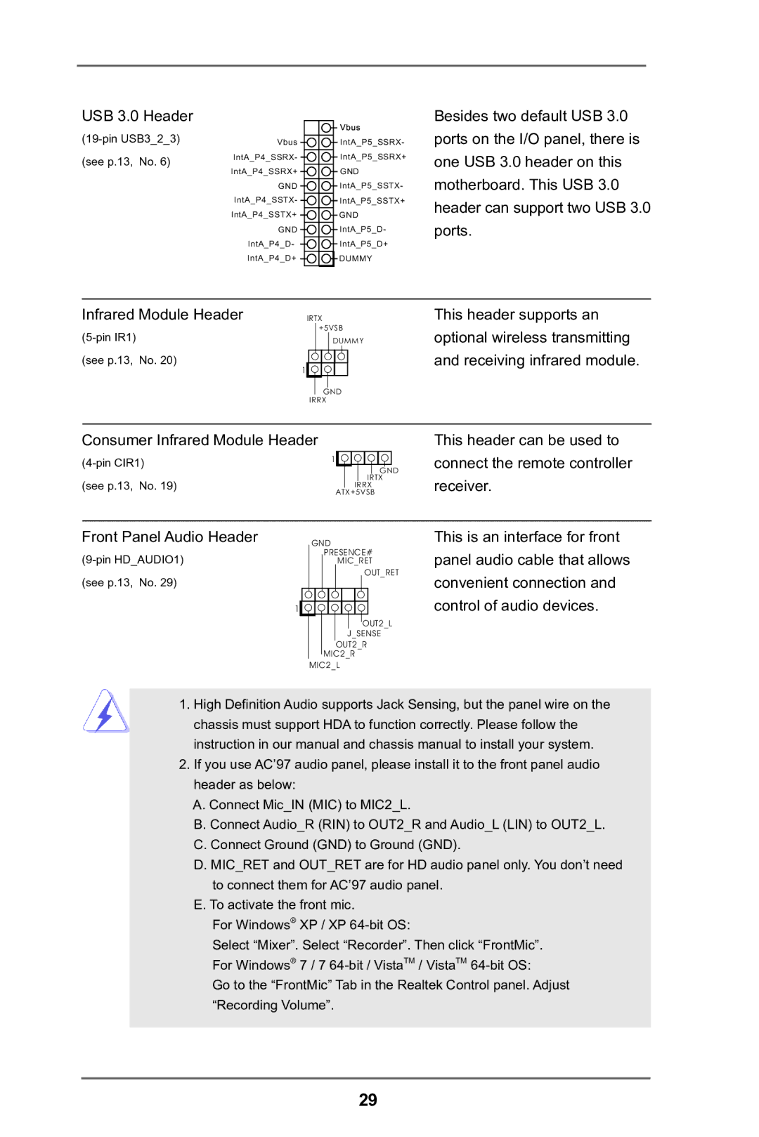 ASRock P75 Pro3 manual USB 3.0 Header, Pin USB323 see p.13, No 