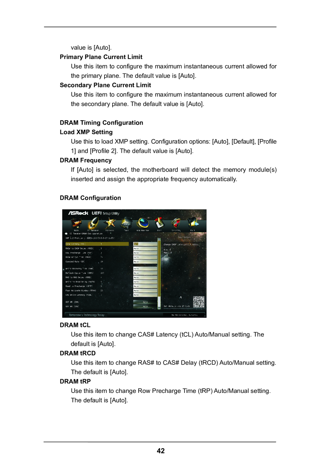 ASRock P75 Pro3 Primary Plane Current Limit, Secondary Plane Current Limit, Dram Timing Configuration Load XMP Setting 