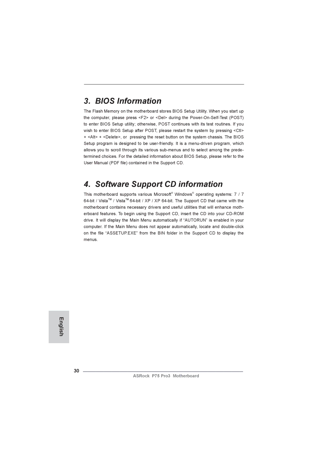 ASRock P75 Pro3 manual Bios Information 