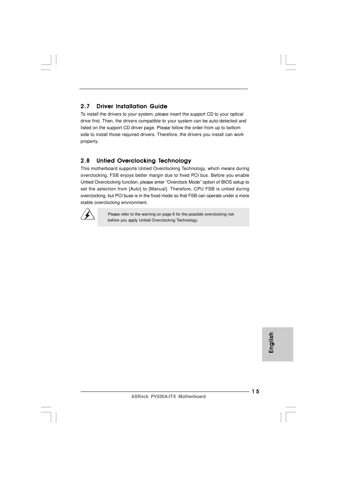 ASRock PV530A-ITX manual Driver Installation Guide, Untied Overclocking Technology 